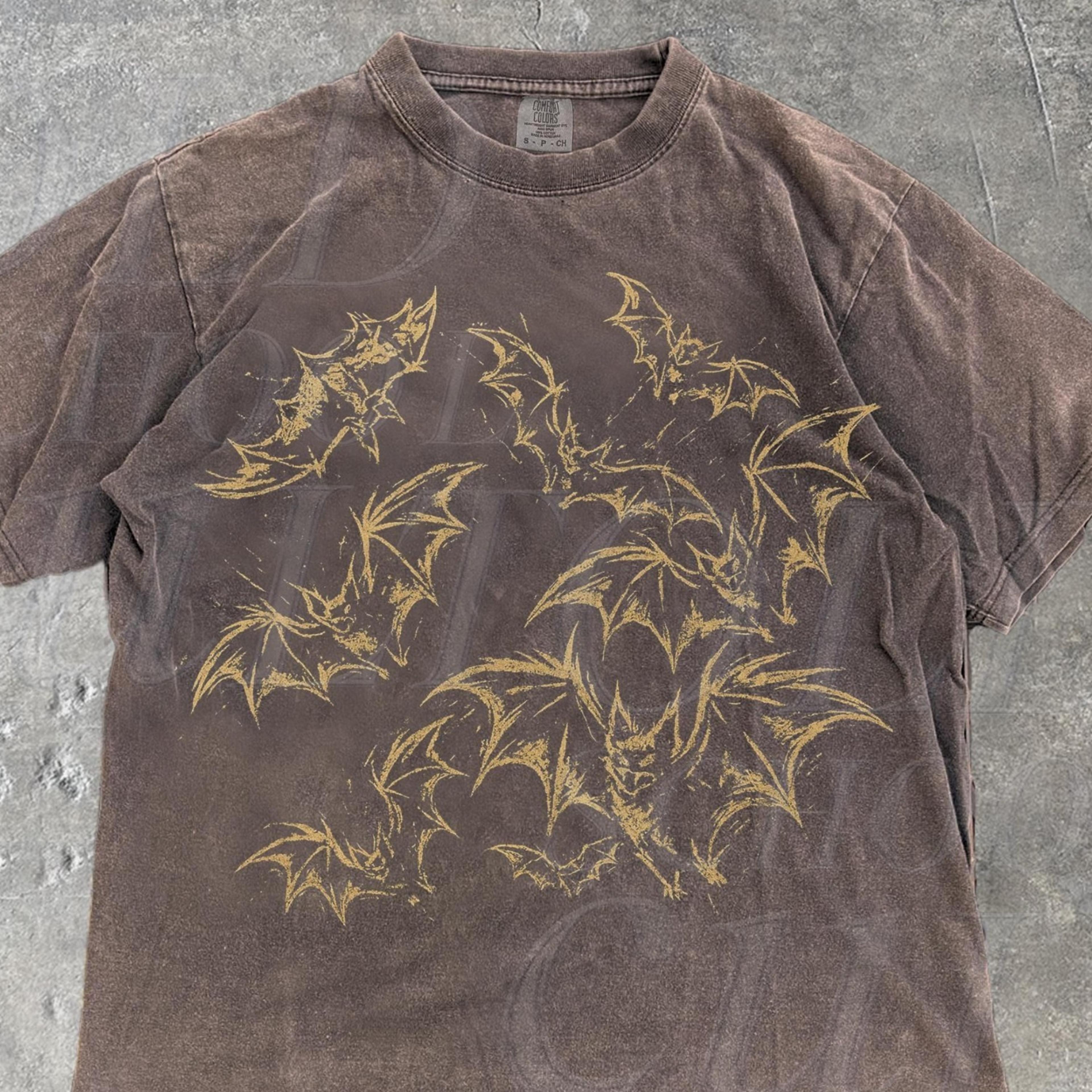 Vintage Halloween Bat 90s Shirt Spooky Y2k 90s Tshirt Bats Print Top Y2K Unisex GarmentDyed Grunge  