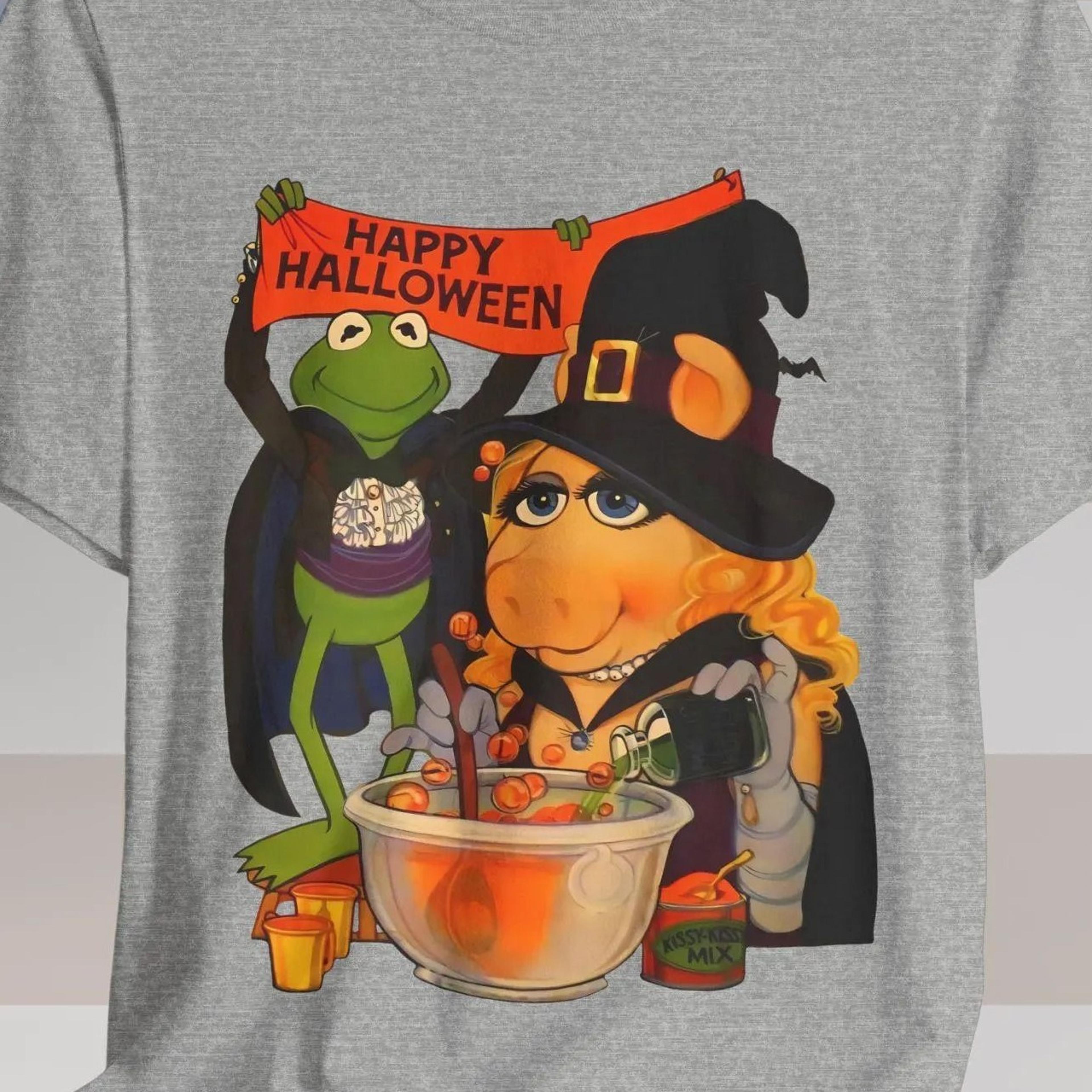 Retro Muppets Happy Halloween Shirt Kermit  Miss Piggy Tee Unisex Jersey TShirt Costume Party Top 7 