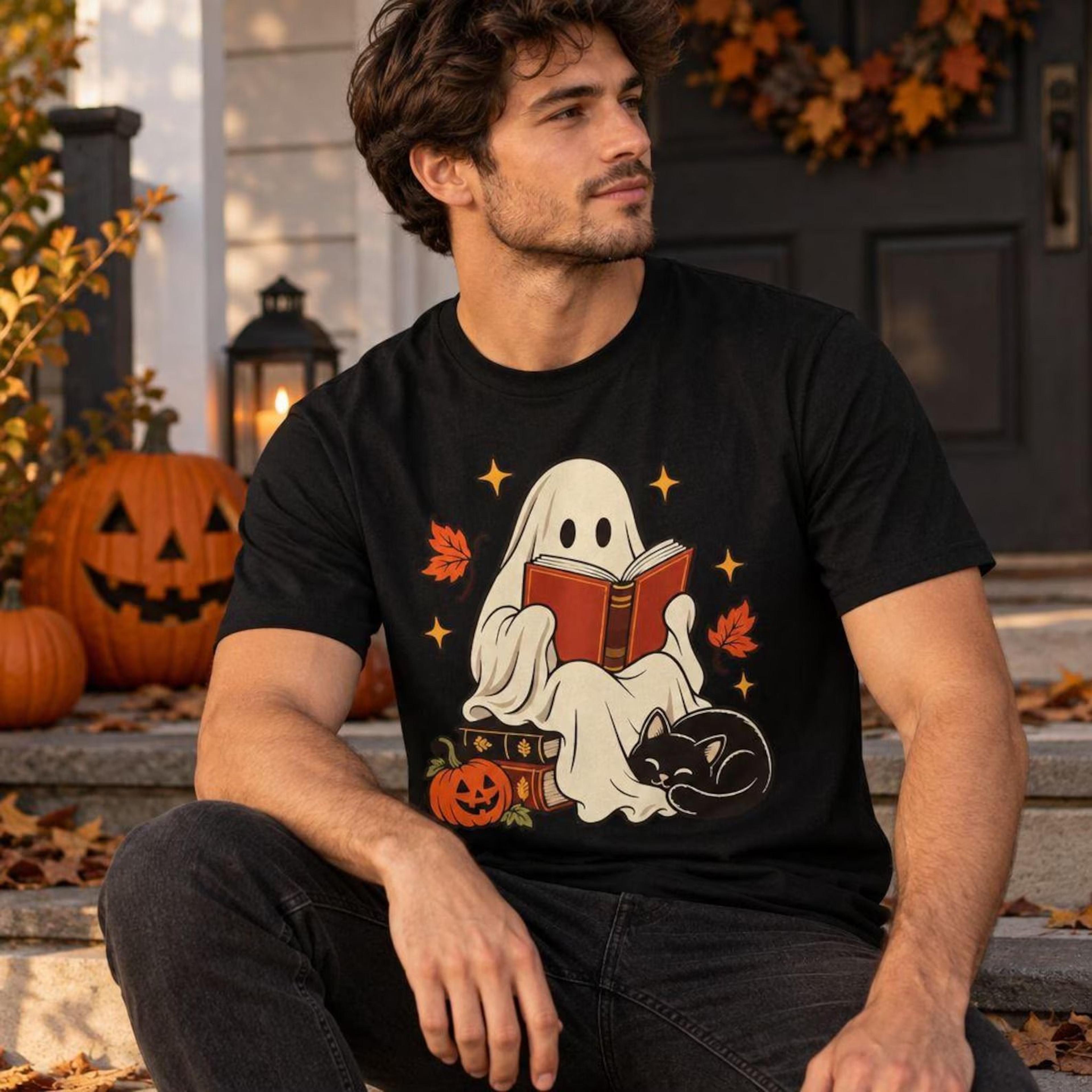 Ghost Reading Book TShirt Halloween Ghost Shirt Book Lover Gift Teacher Halloween Shirt Cute Ghost  2