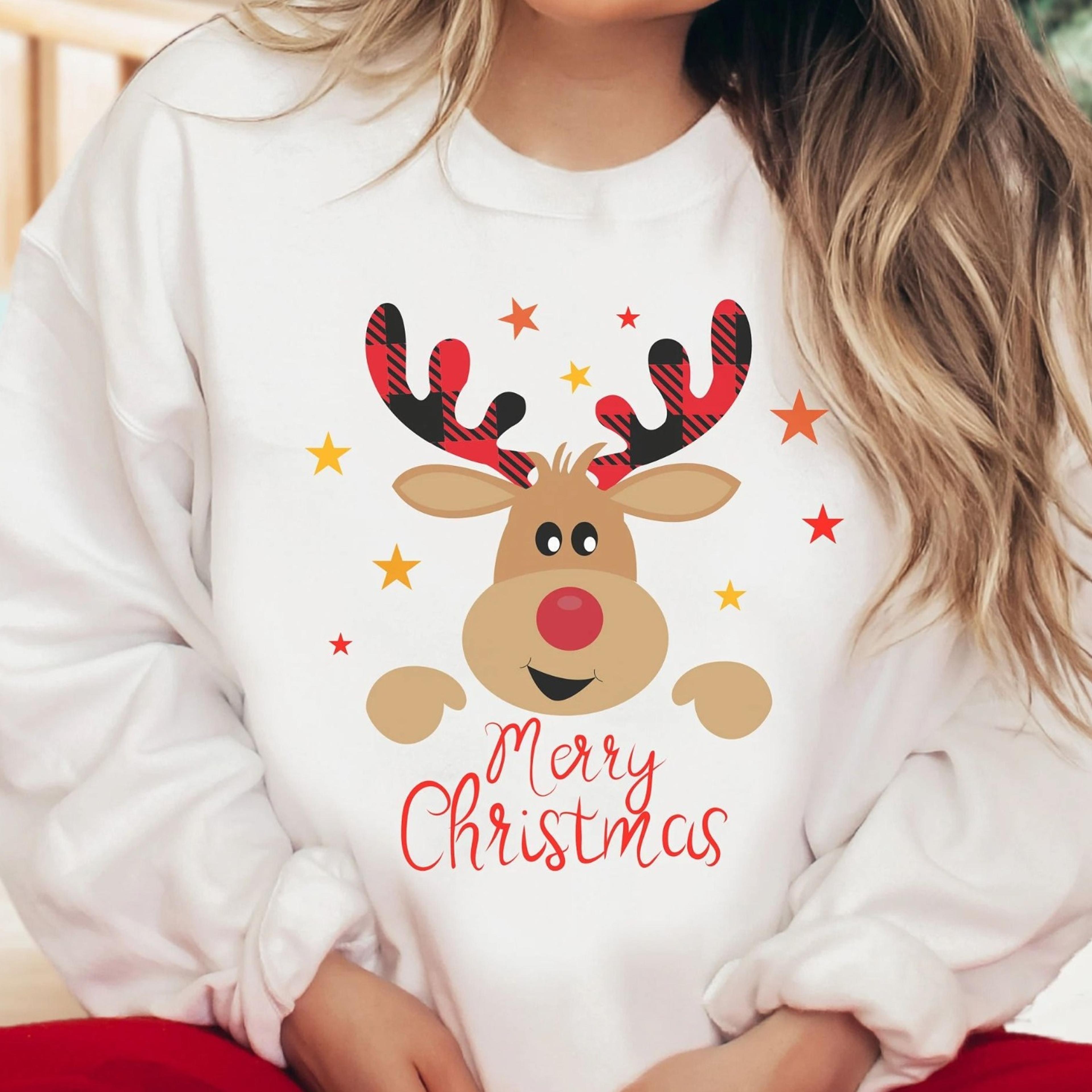 cute long-sleeved christmas shirt, winter sweater, christmas moose winter, christmas nordic sweater, winter outfit, chri