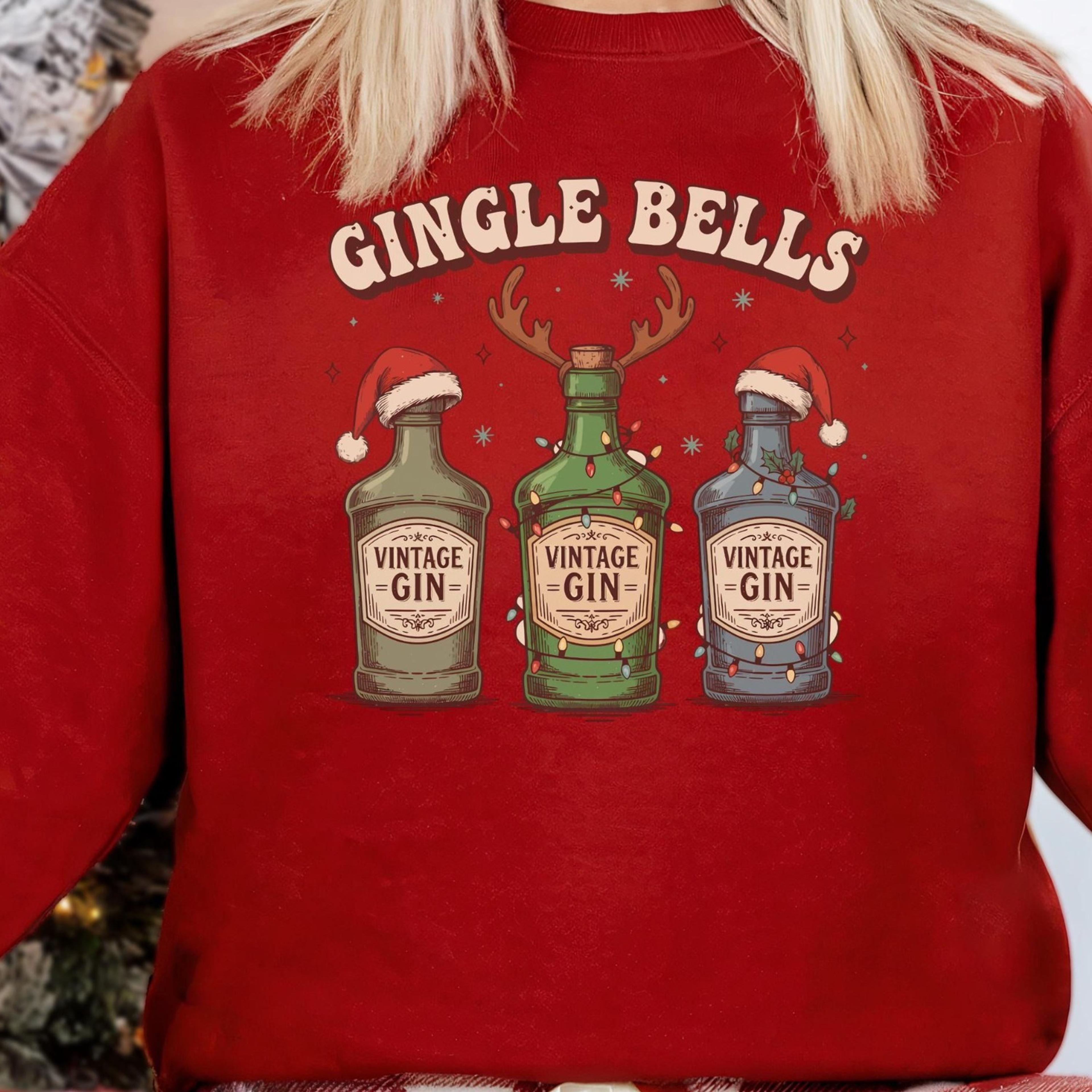 gingle bells christmas sweatshirt, alkohol xmas sweater, gin lover gift, gin sweatshirt, funny gin christmas shirt