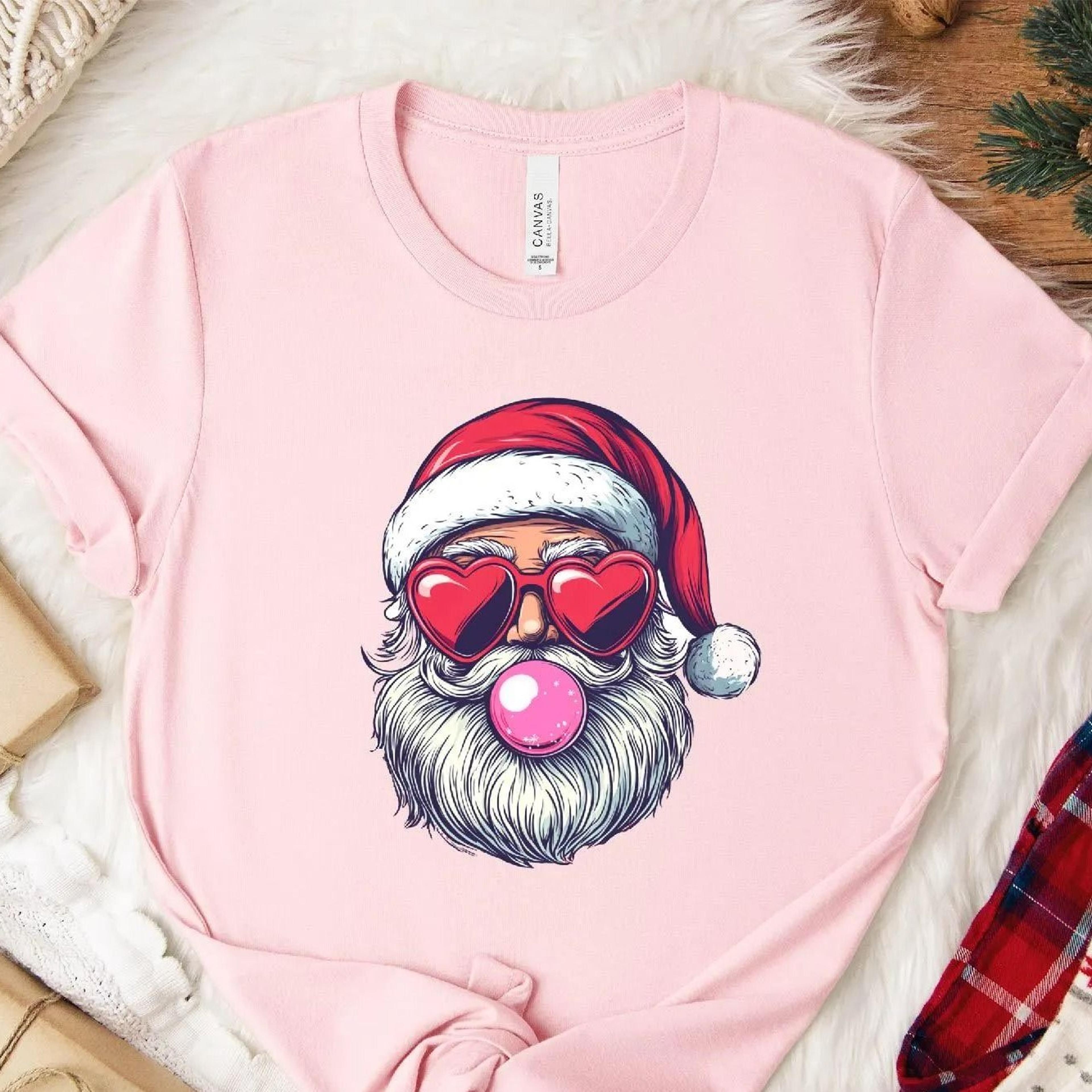 retro santa bubble gum t-shirt fun christmas tee