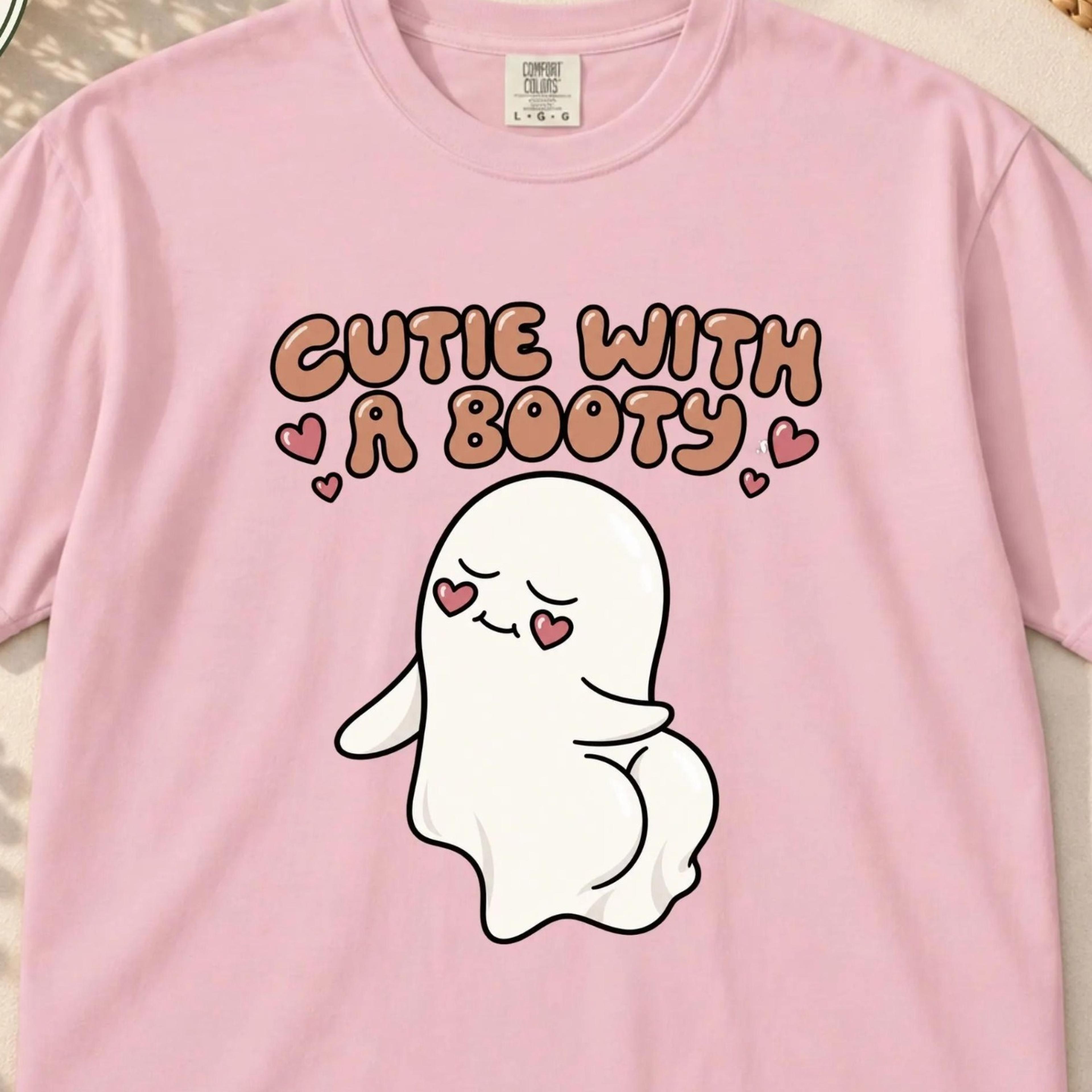 cutie with a booty ghost shirt, funny halloween tee, cute spooky ghost t-shirt, vintage halloween