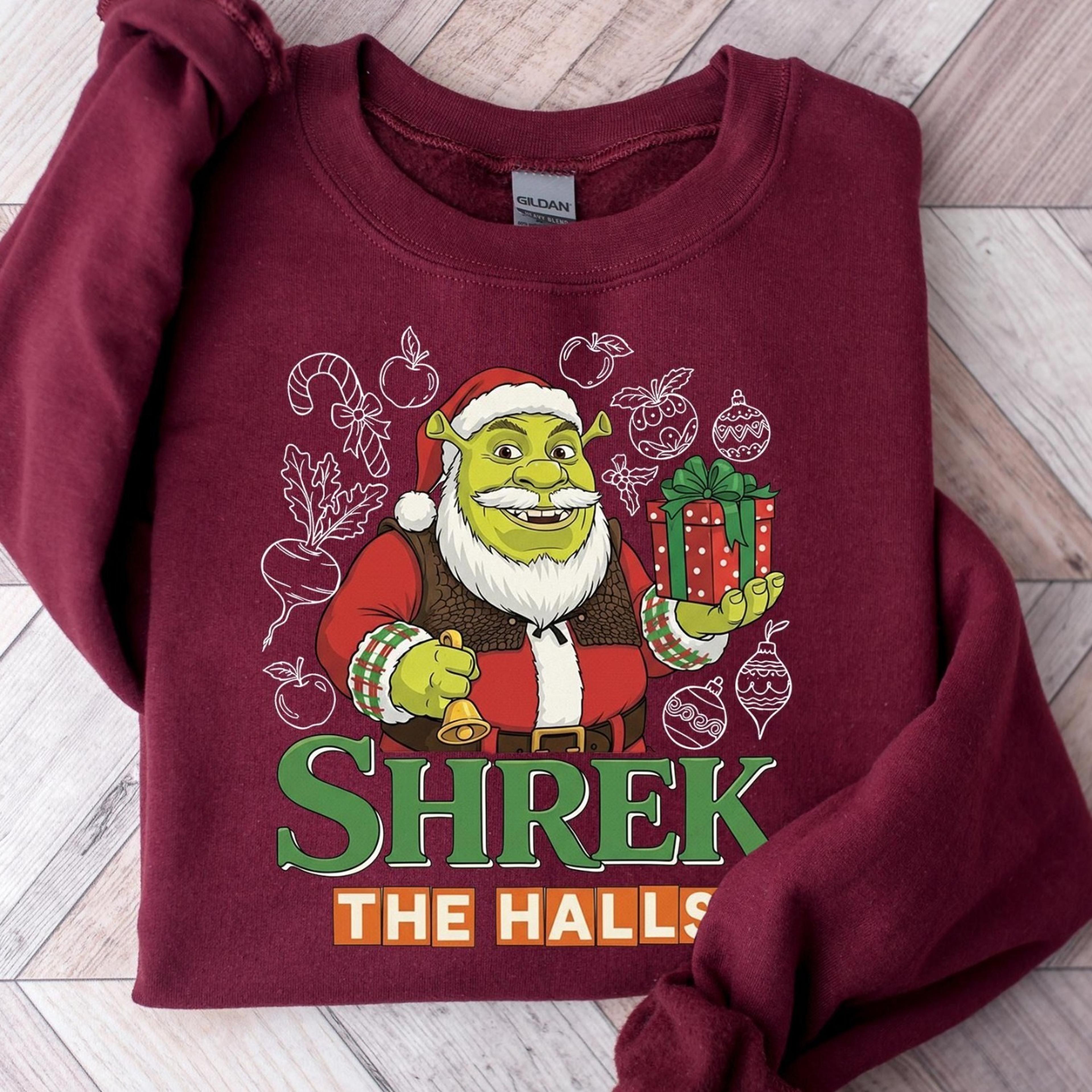 shrek the halls christmas sweater, shrek santa shirt, funny christmas tee, holiday movie gift, ugly christmas sweater