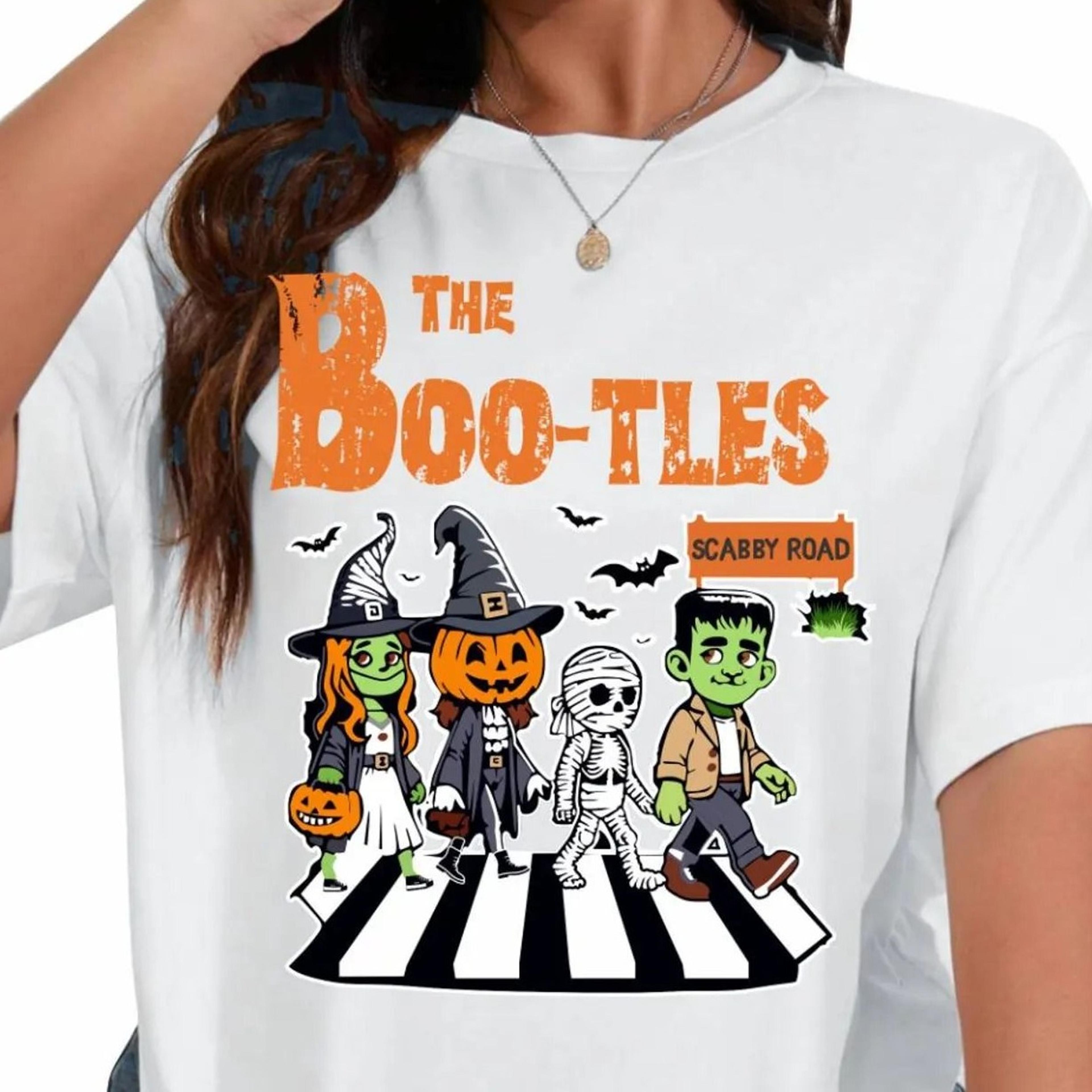 the boo-tles parody halloween t-shirt spooky pumpkin funny boo witch bats shirt tee horror t shirts girls women