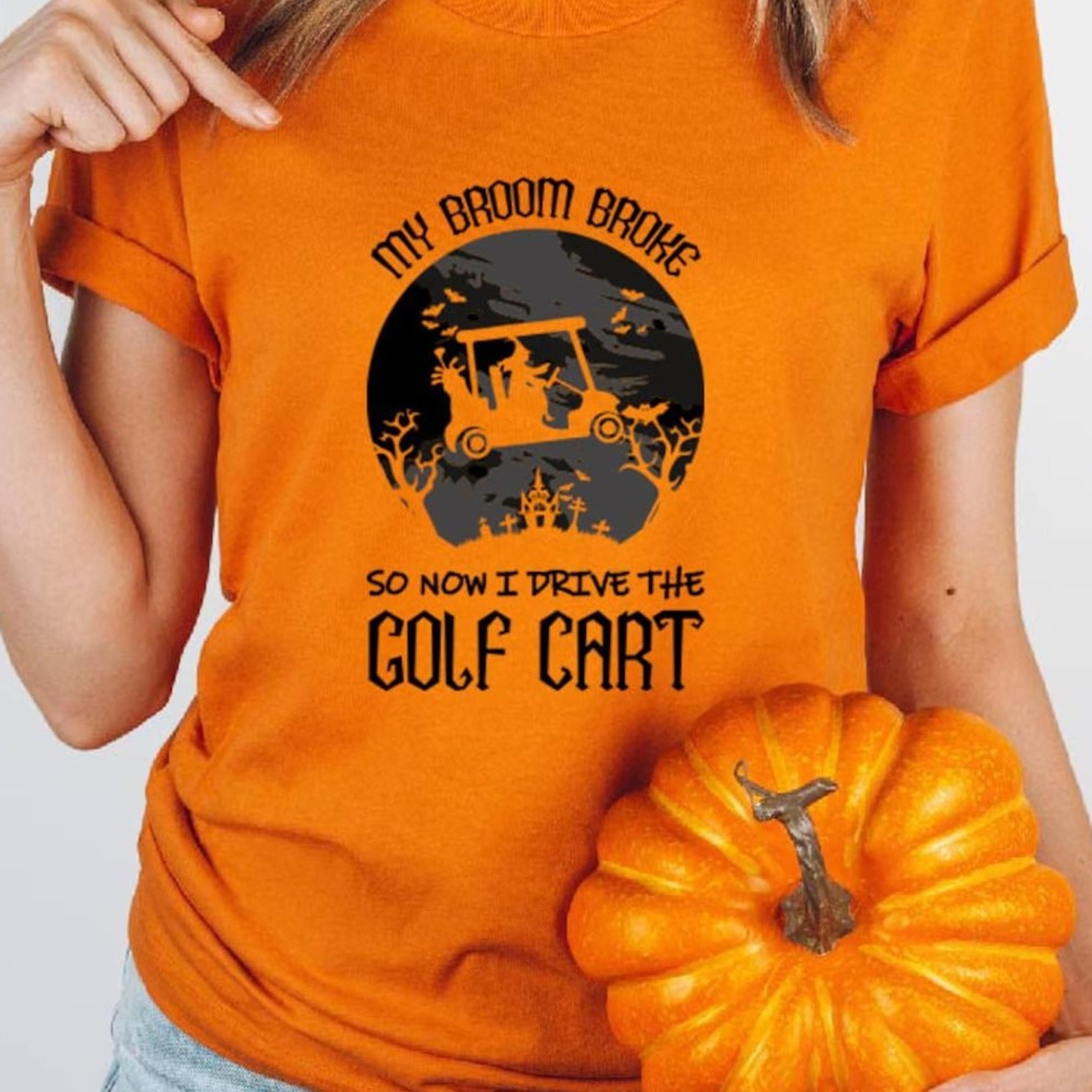 witch golf cart halloween shirt my broom broke tee