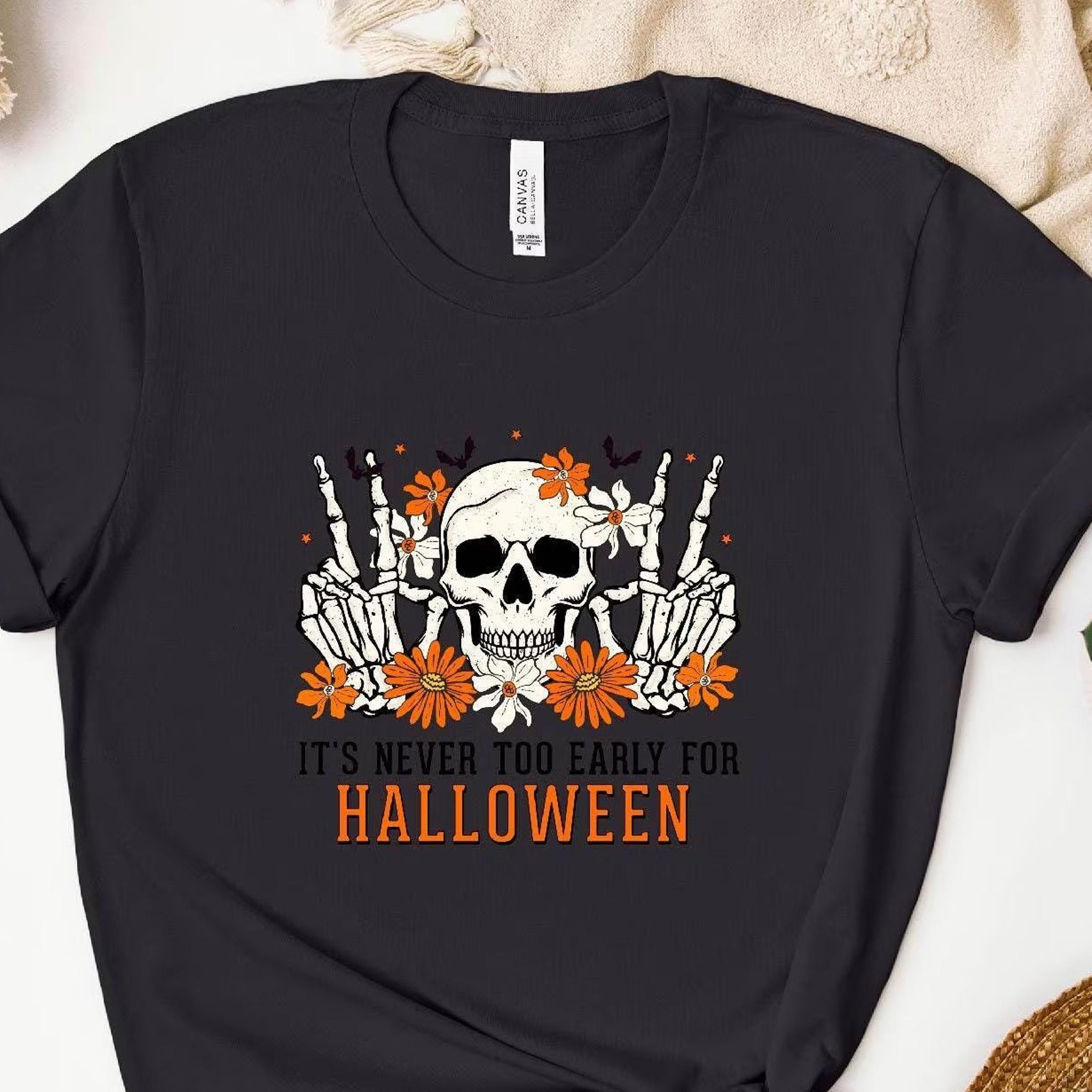 skull halloween t-shirt goth graphic spooky skeleton shirt