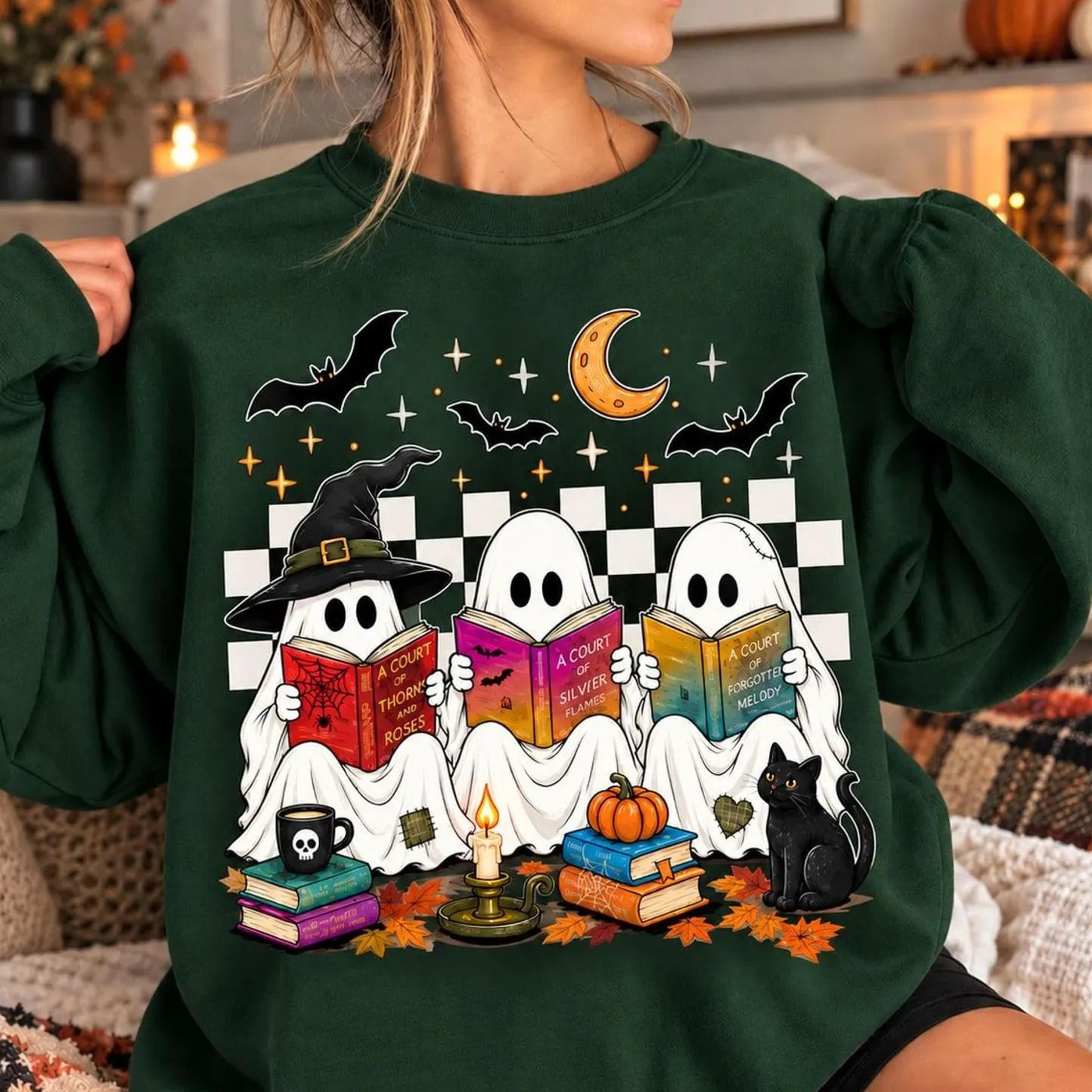 acotar halloween series sweatshirt, bookish ghosts tee, acotar ghost book sweatshirt, fantasy romance books t-shirt