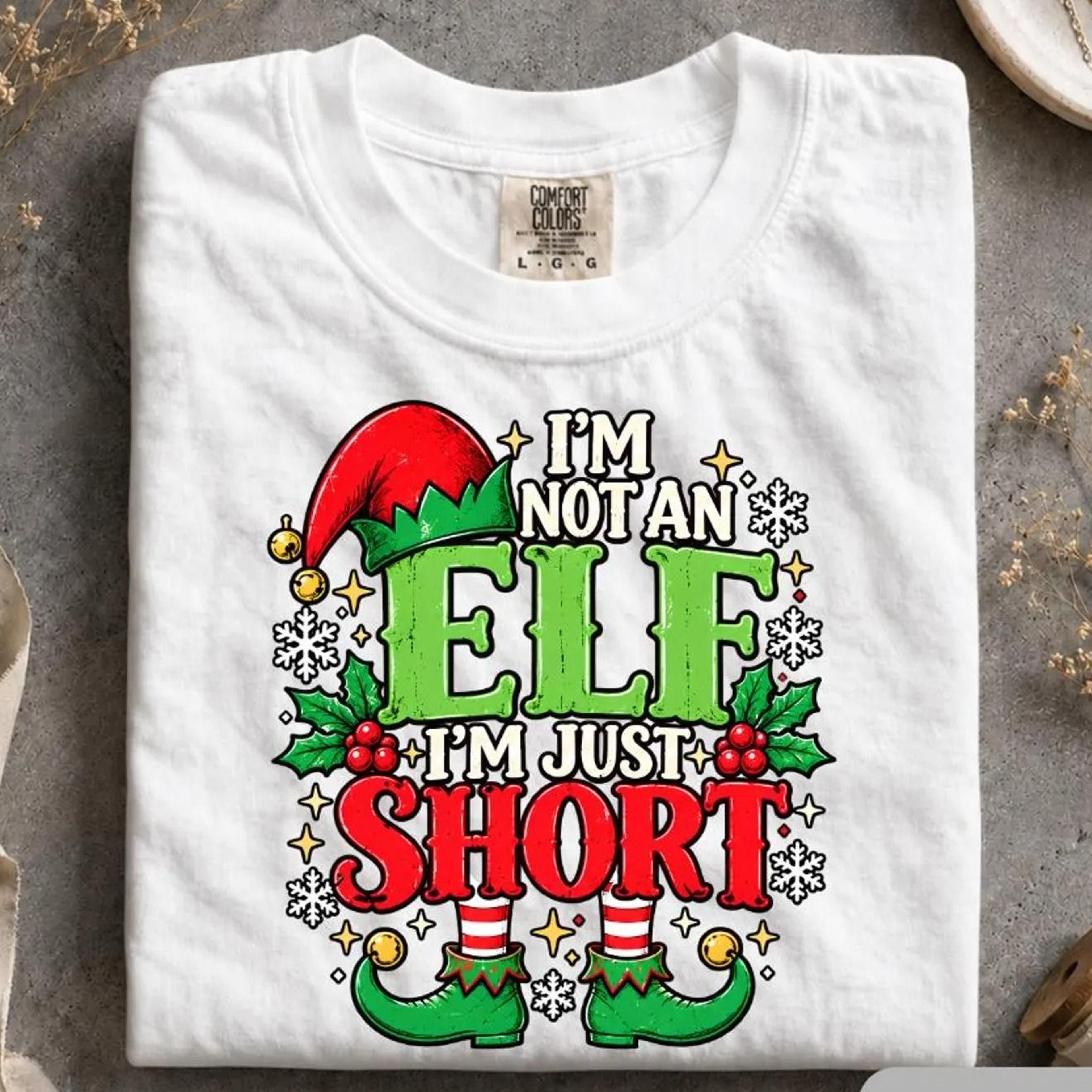 elf christmas shirt, i'm not an elf i'm just short tee, funny christmas elf shirt