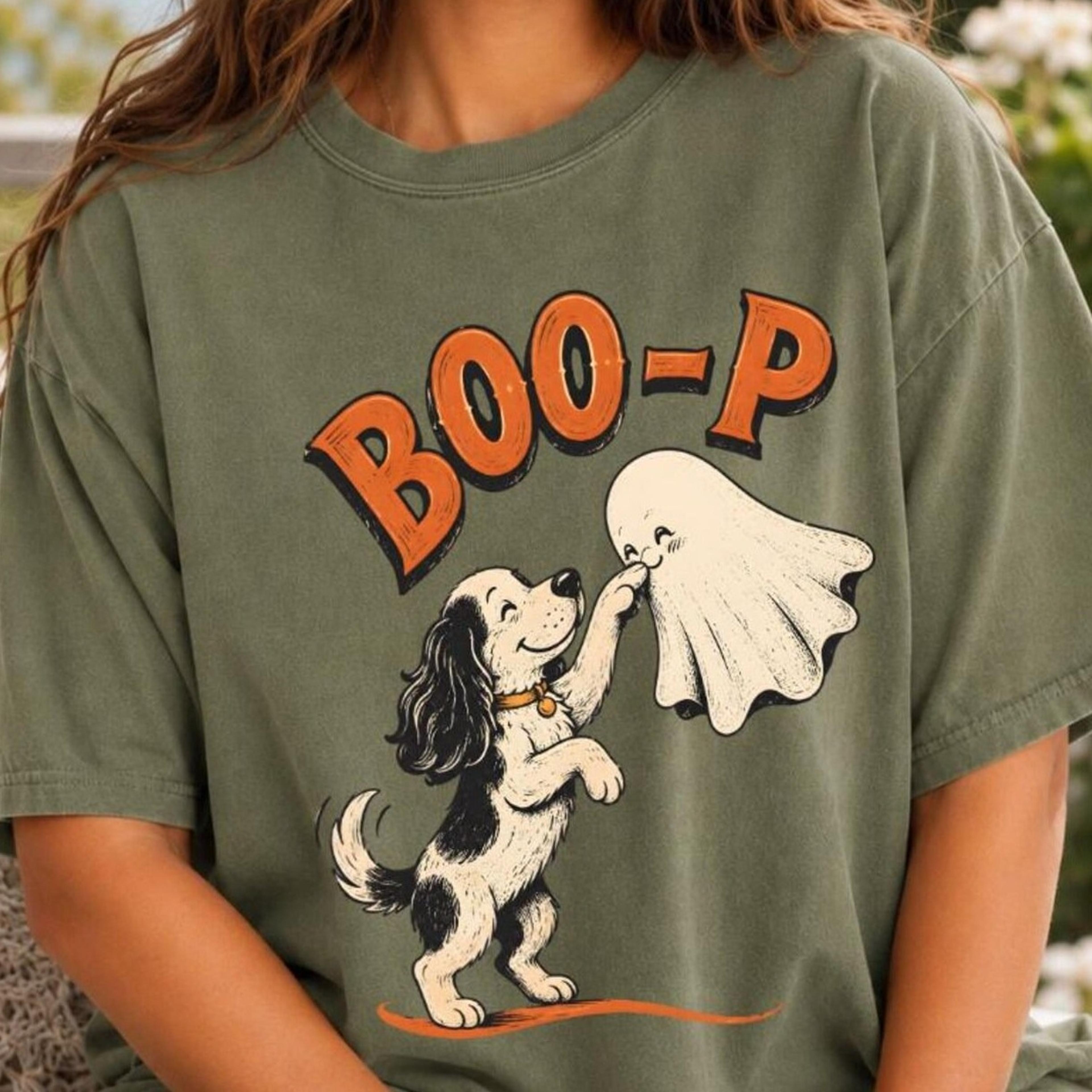 boop dog shirt, ghost dog halloween tee, spooky dog graphic shirt, funny dog mom halloween tee, cute dog lover gift