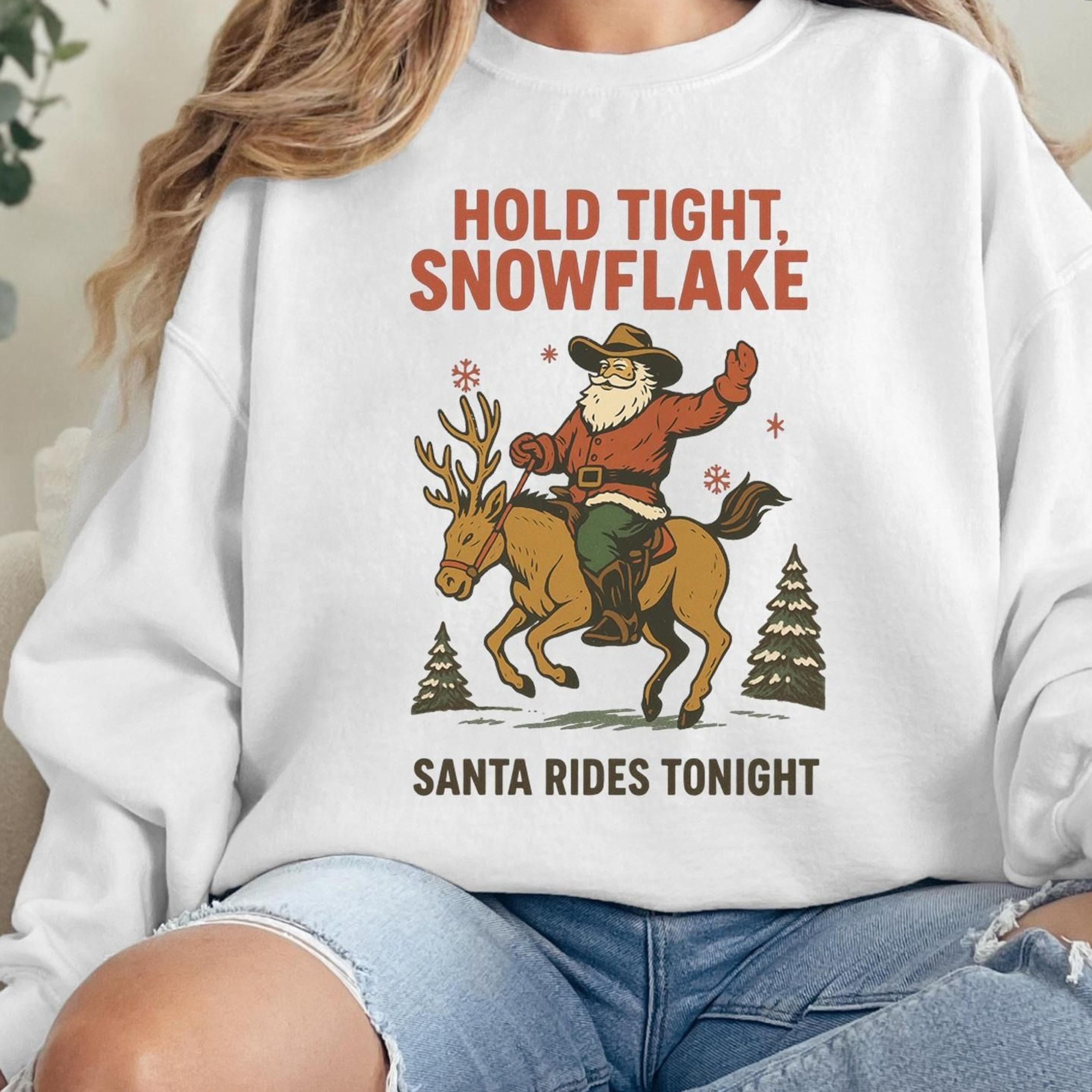 retro christmas cowboy santa shirt, santa rodeo christmas shirt, holiday season western shirt, bohemian xmas t-shirt