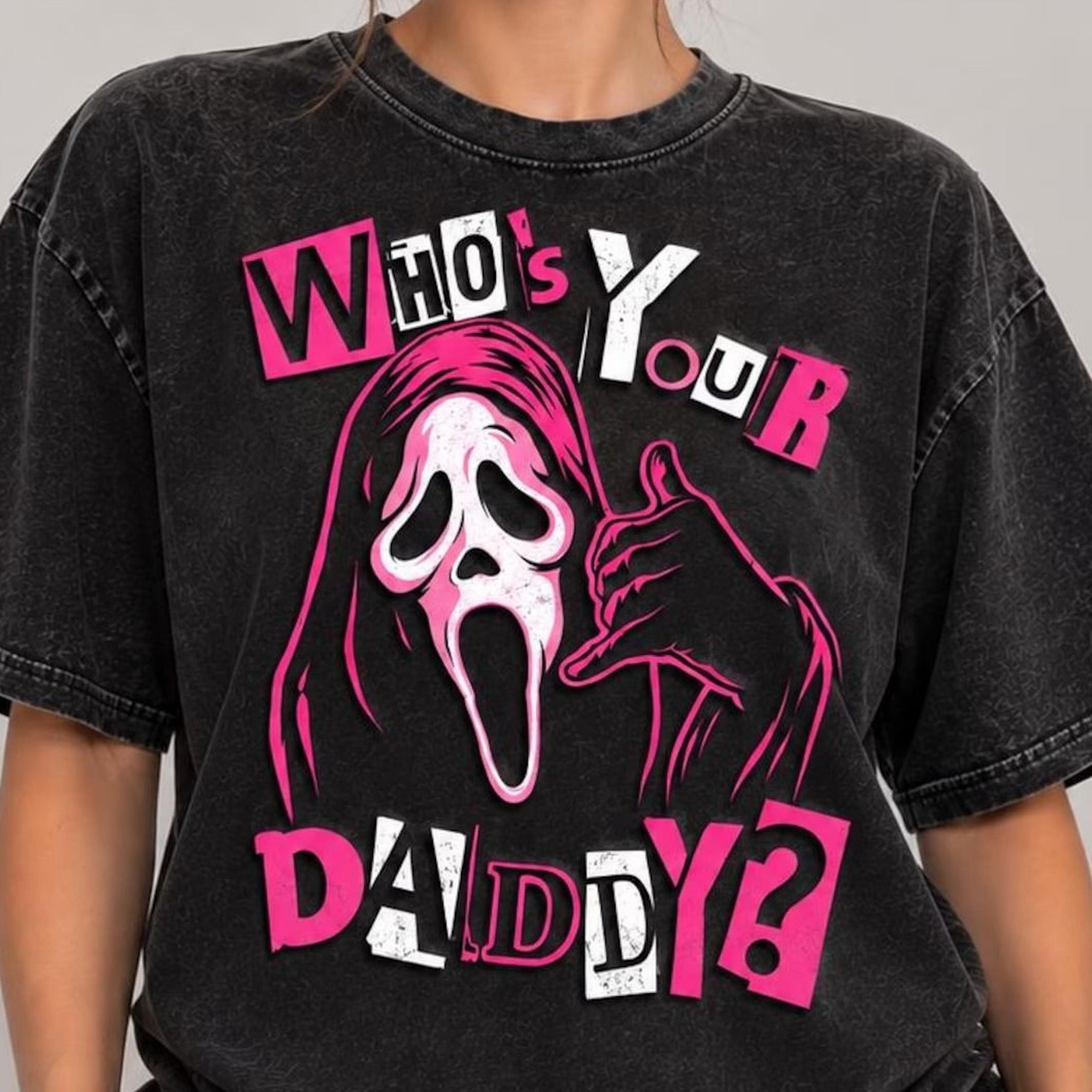 whos your daddy shirt pink horror graphic tee halloween shirt gothic y2k horror lover