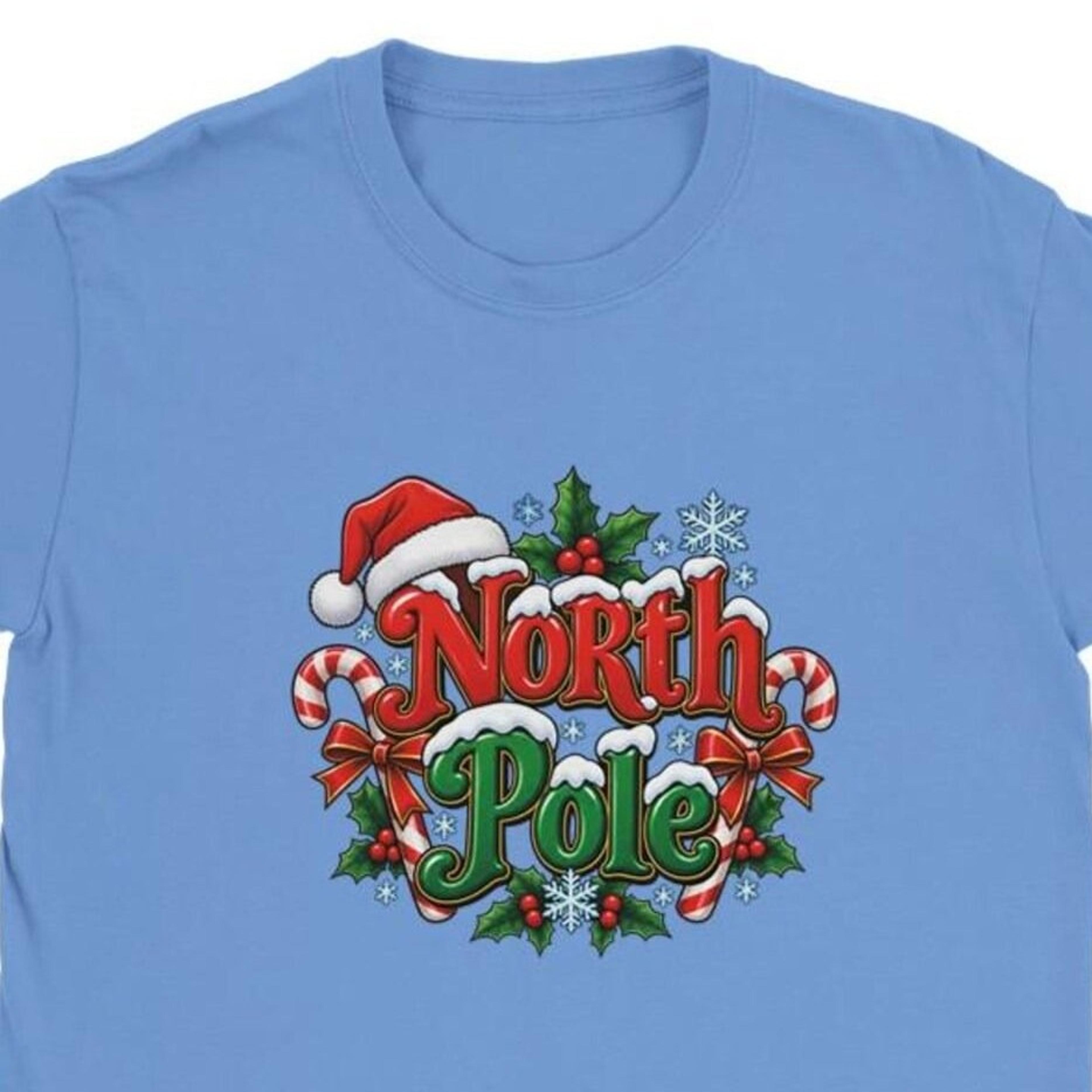 north pole christmas shirt – festive design with candy canes & santa hat
