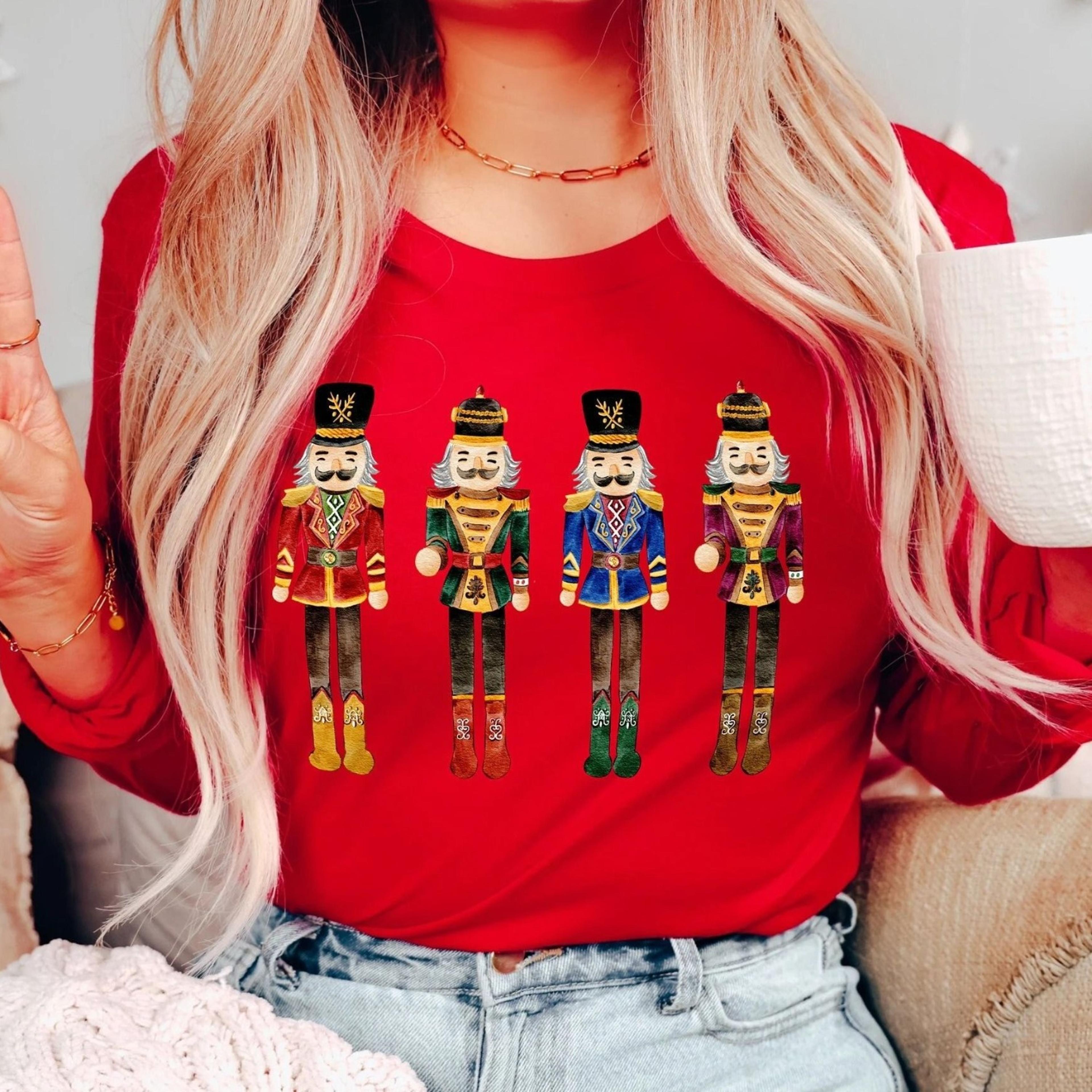 watercolor nutcracker long sleeve shirt vintage christmas tee