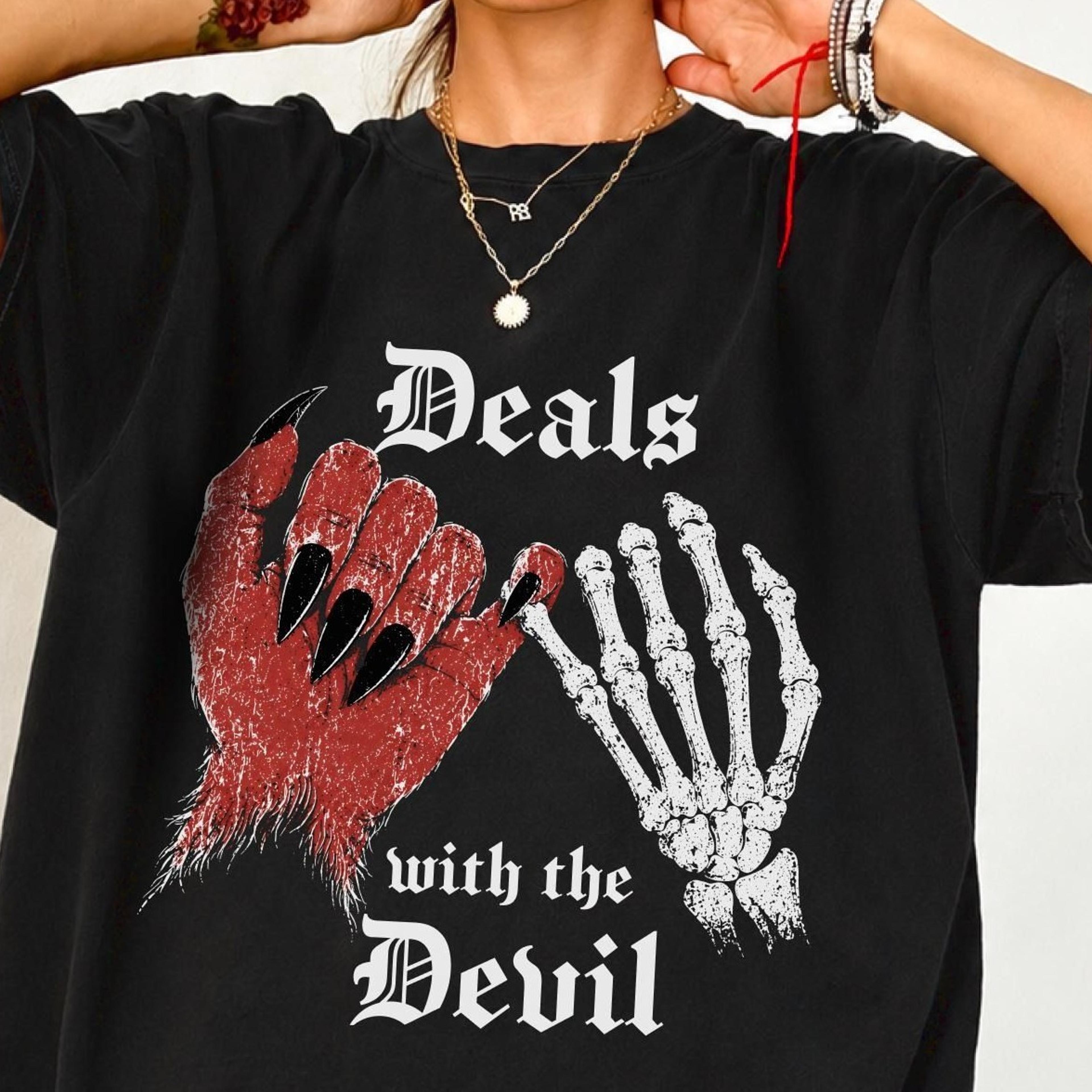 deals with the devil shirt, pinky promise halloween comfort colors tshirt, funny halloween outfit, retro halloween tee