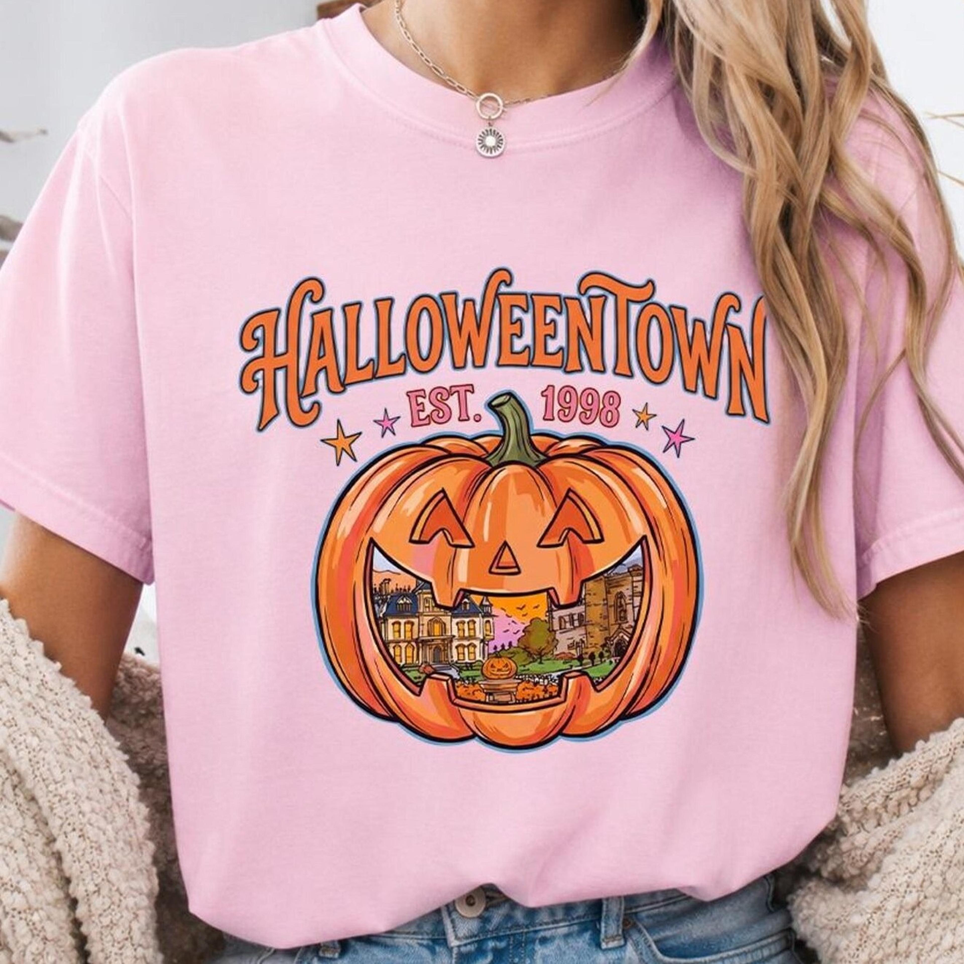 halloween town pumpkin shirt, halloween town university t-shirt, retro spooky season graphic tee, preppy halloween