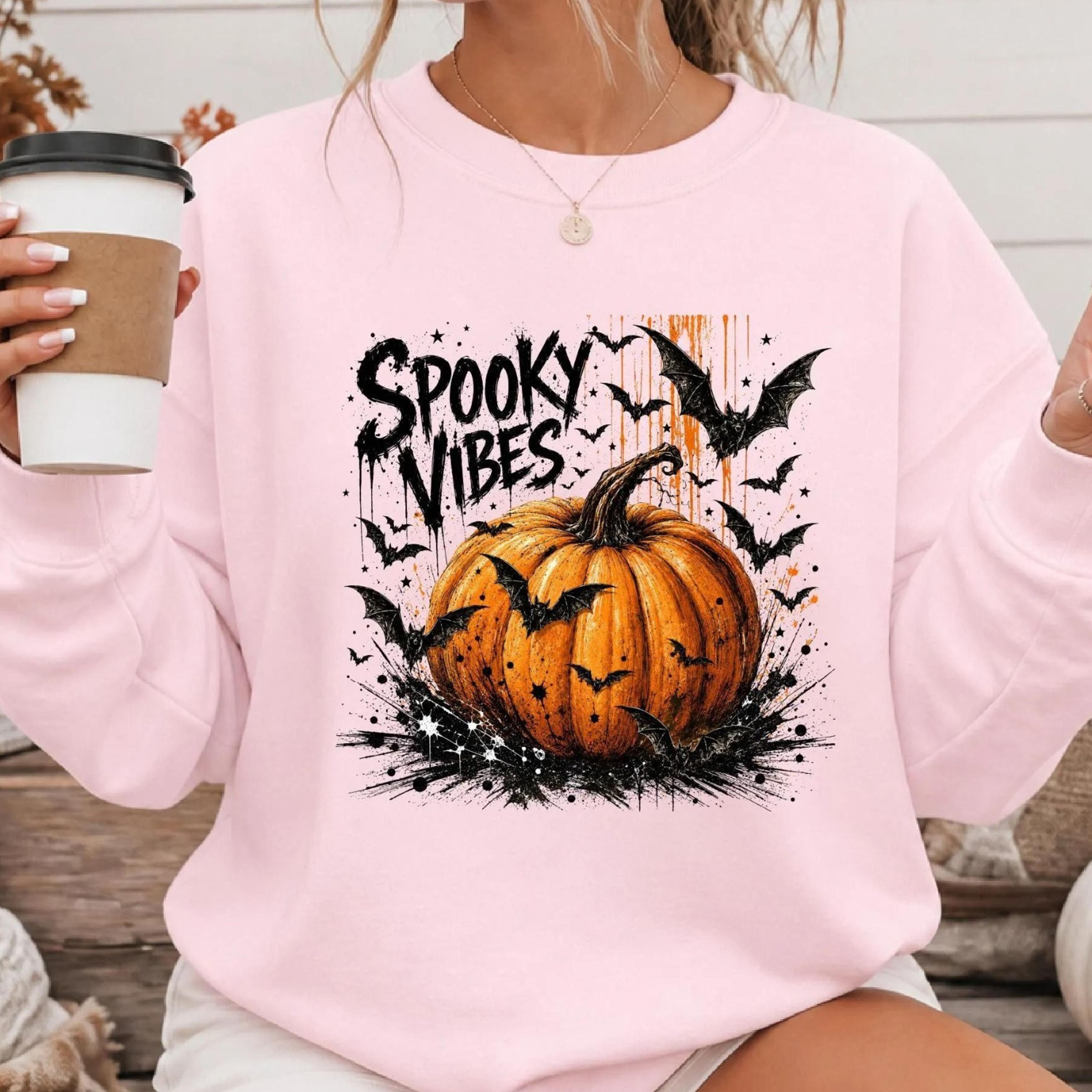 spooky vibes pumpkin shirt, halloween pumpkin tee, fall sweatshirt