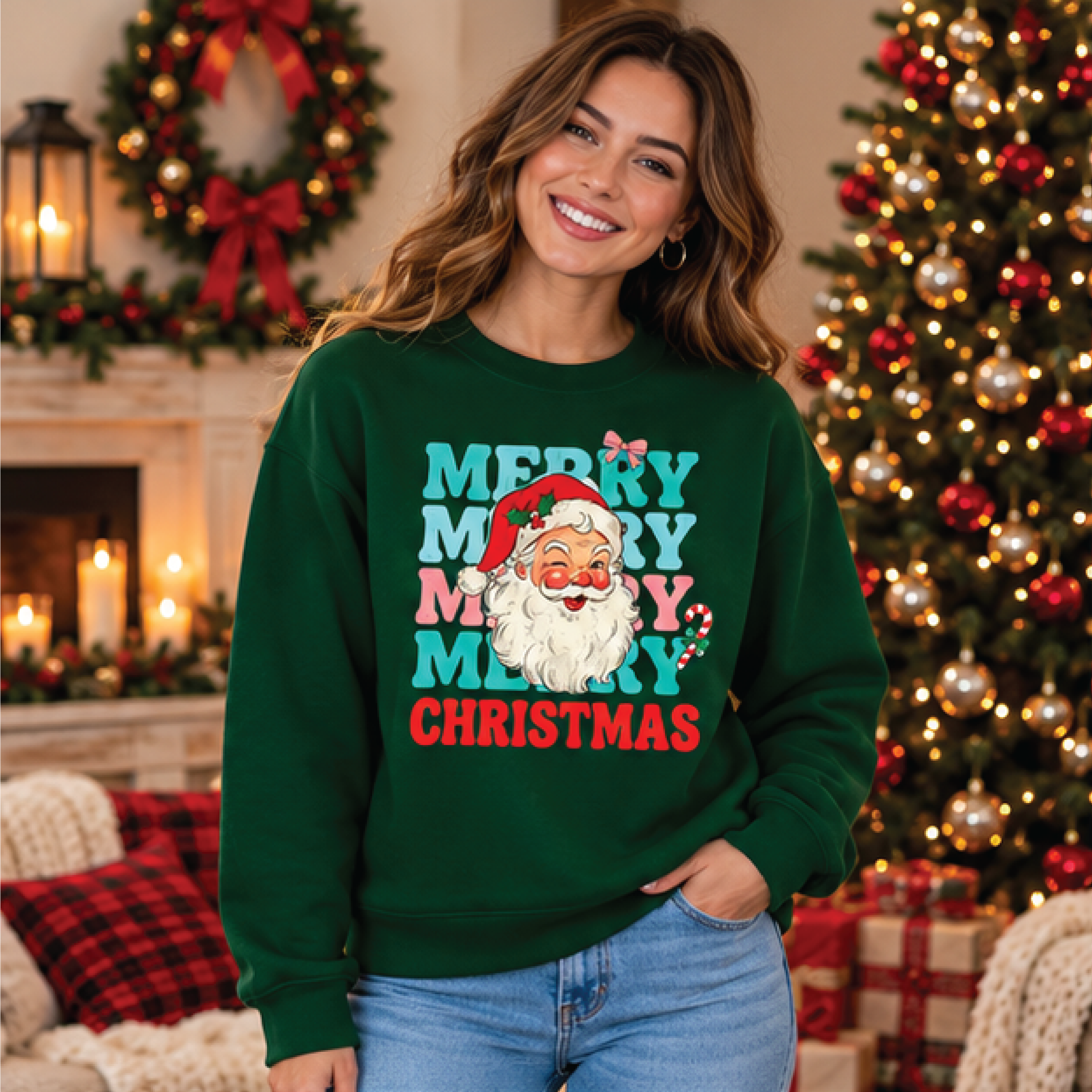 merry merry christmas sweatshirt retro santa holiday sweater cute festive xmas jumper vintage christmas gift for her
