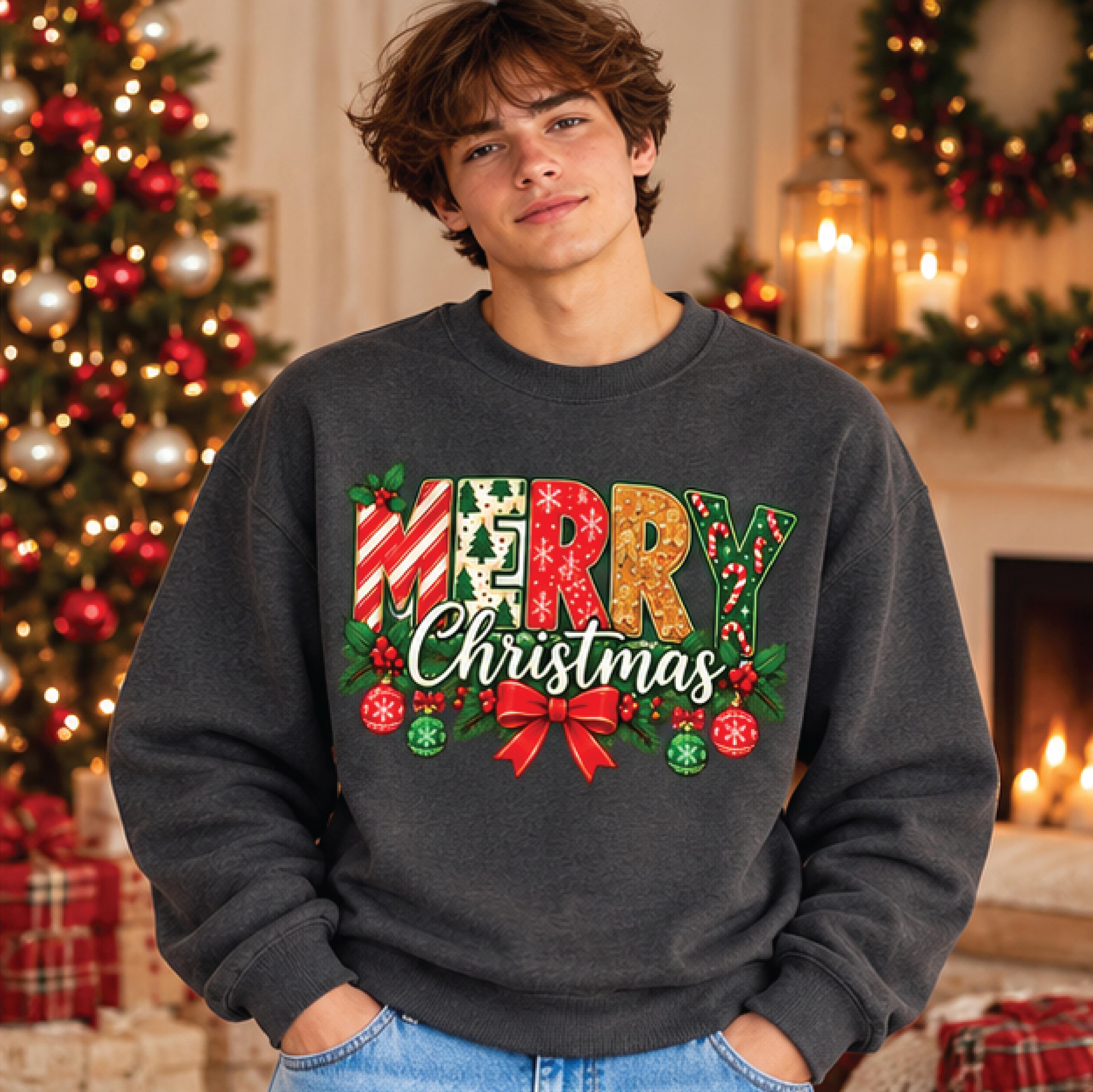 merry christmas sweatshirt colorful holiday sweater festive xmas jumper retro christmas crewneck cozy gift for her