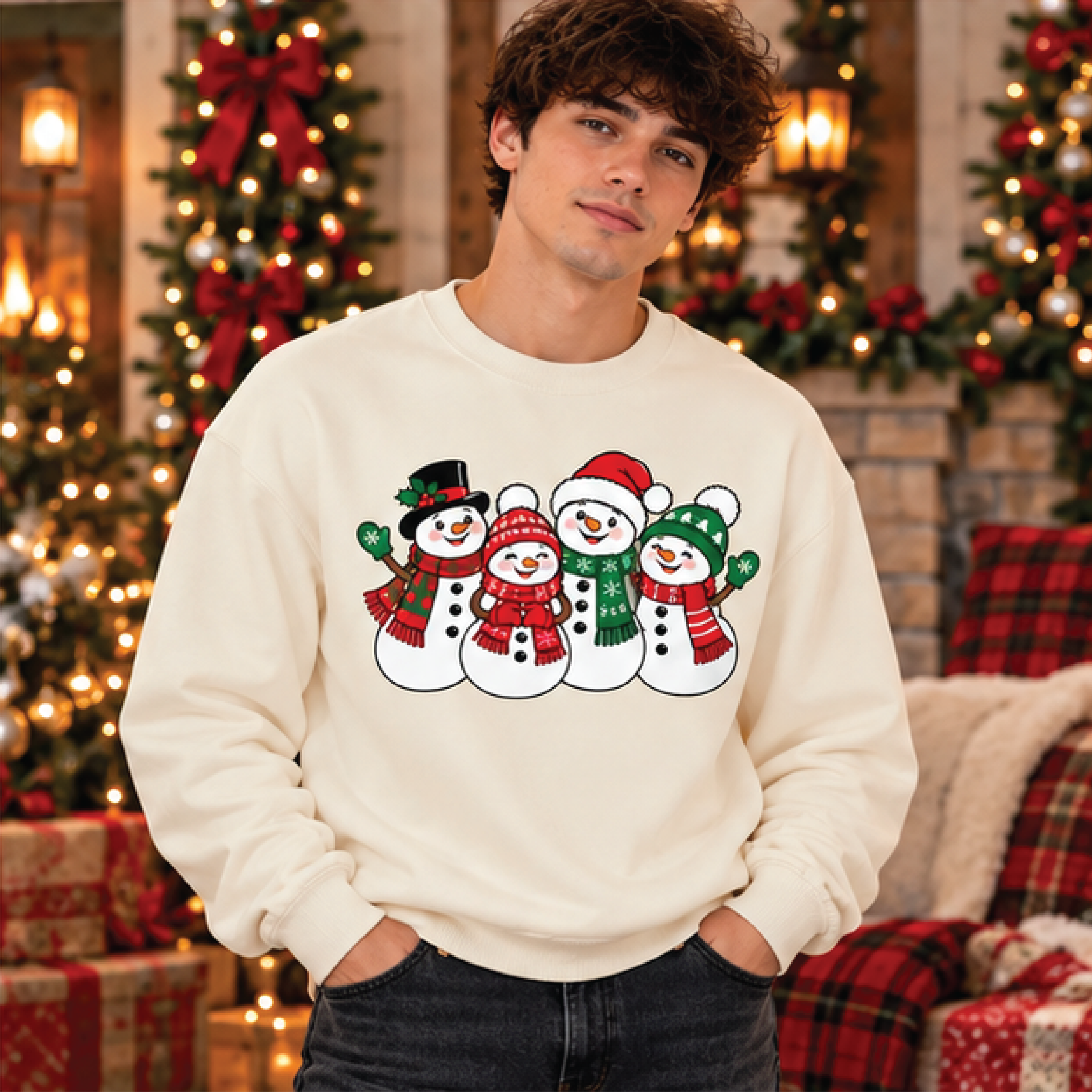 snowman family christmas sweatshirt, cute holiday crewneck, festive winter snowman sweater, cozy christmas gift for fami
