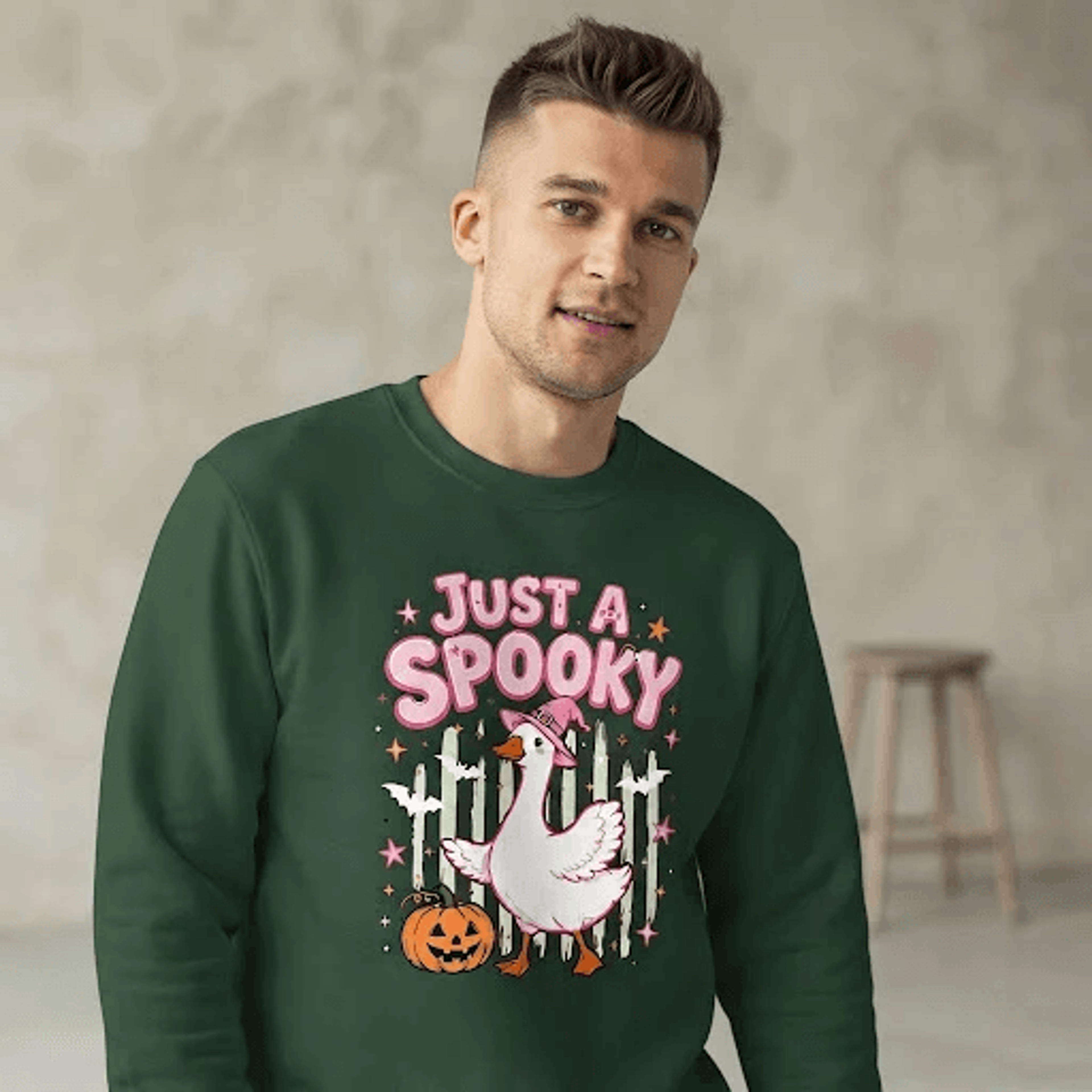 just a spooky goose halloween sweatshirt, funny goose crewneck, cute pumpkin ghost shirt, pink spooky season
