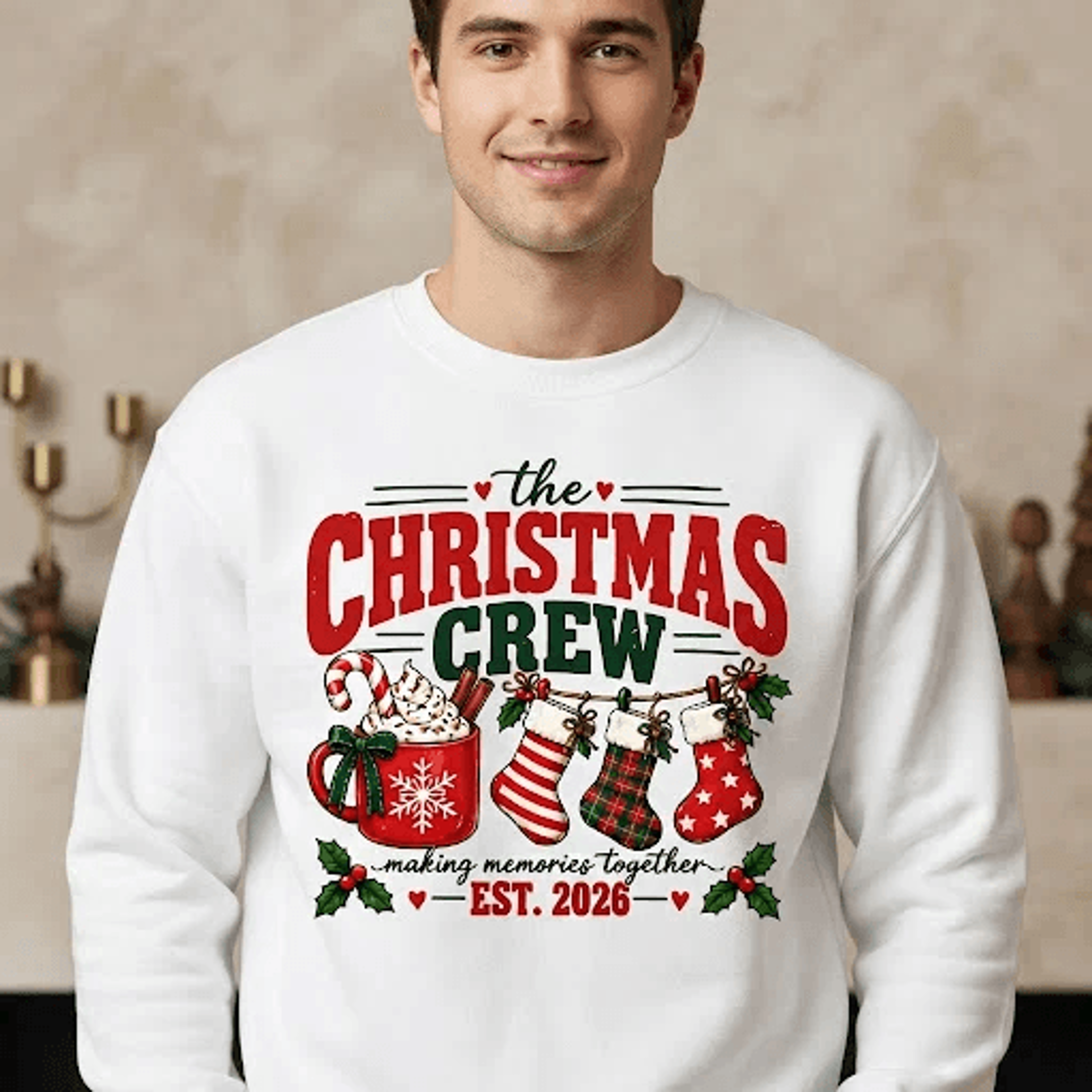 personalized christmas crew sweatshirt, family christmas shirt, custom est 2026 holiday crewneck, matching xmas family g