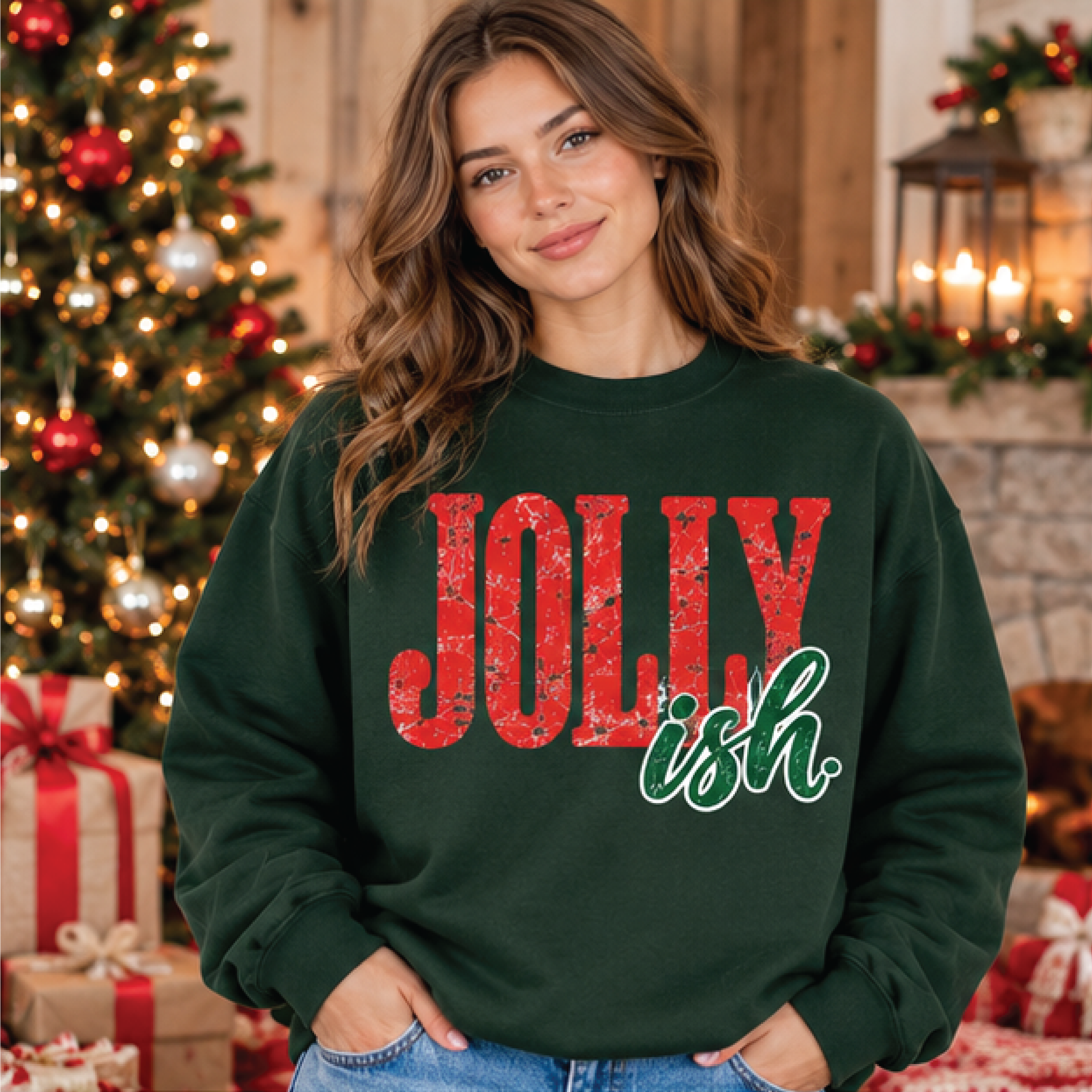jolly ish christmas sweatshirt, funny jollyish holiday crewneck, vintage christmas sweater, festive xmas gift