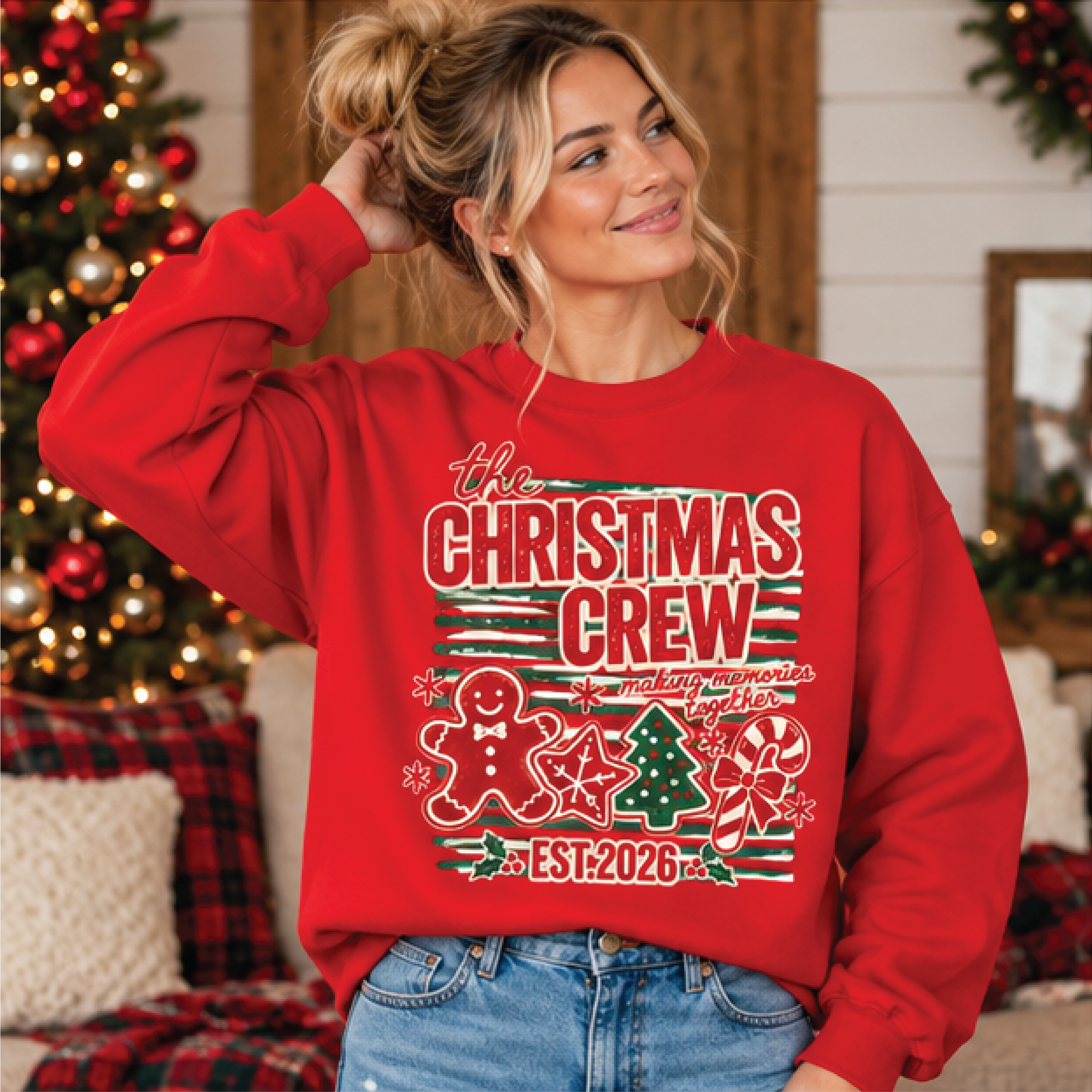 personalized christmas crew sweatshirt, custom est 2026 holiday crewneck, matching family christmas sweater, xmas group