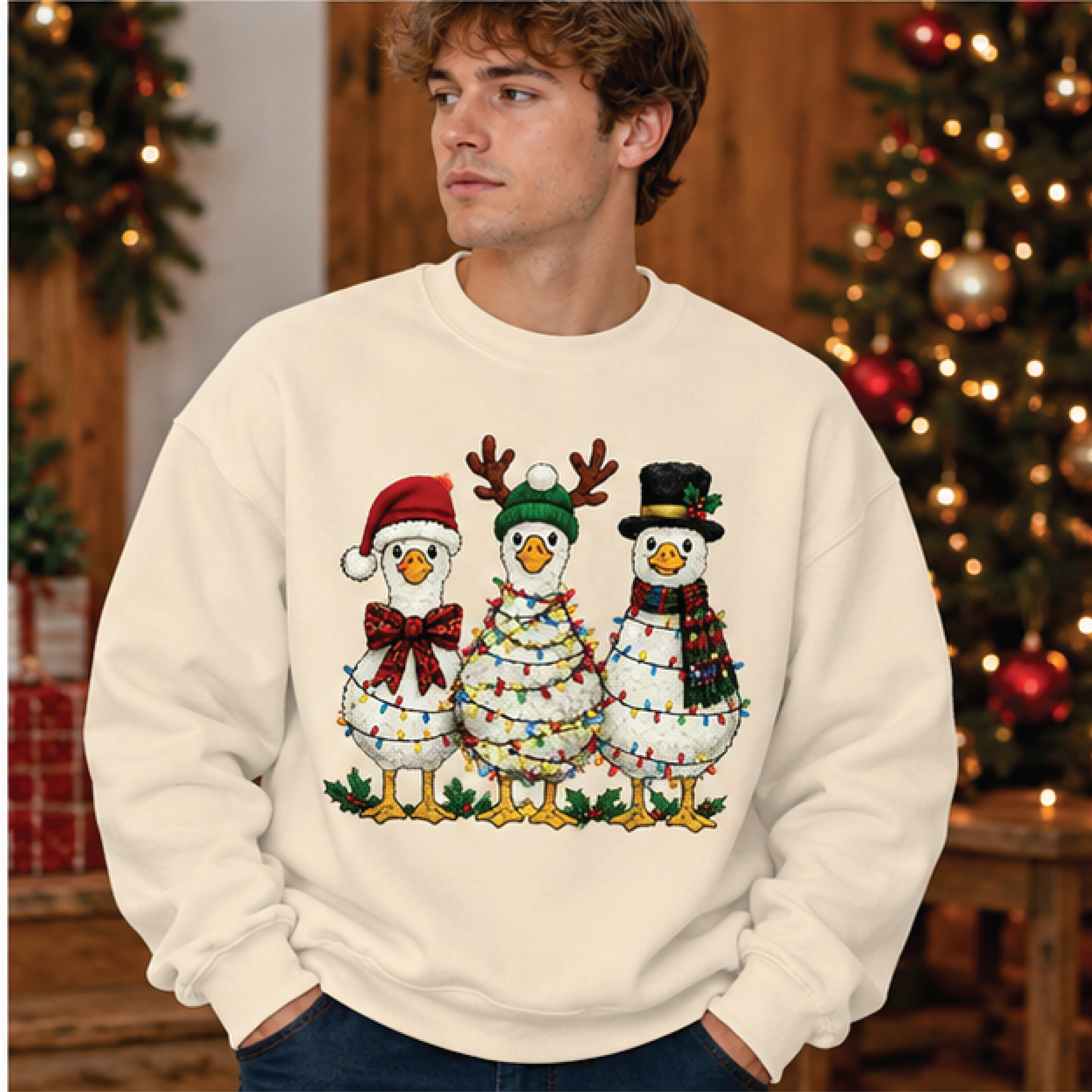 christmas goose sweatshirt, funny holiday goose crewneck, festive duck christmas sweater, cute goose lover xmas gift
