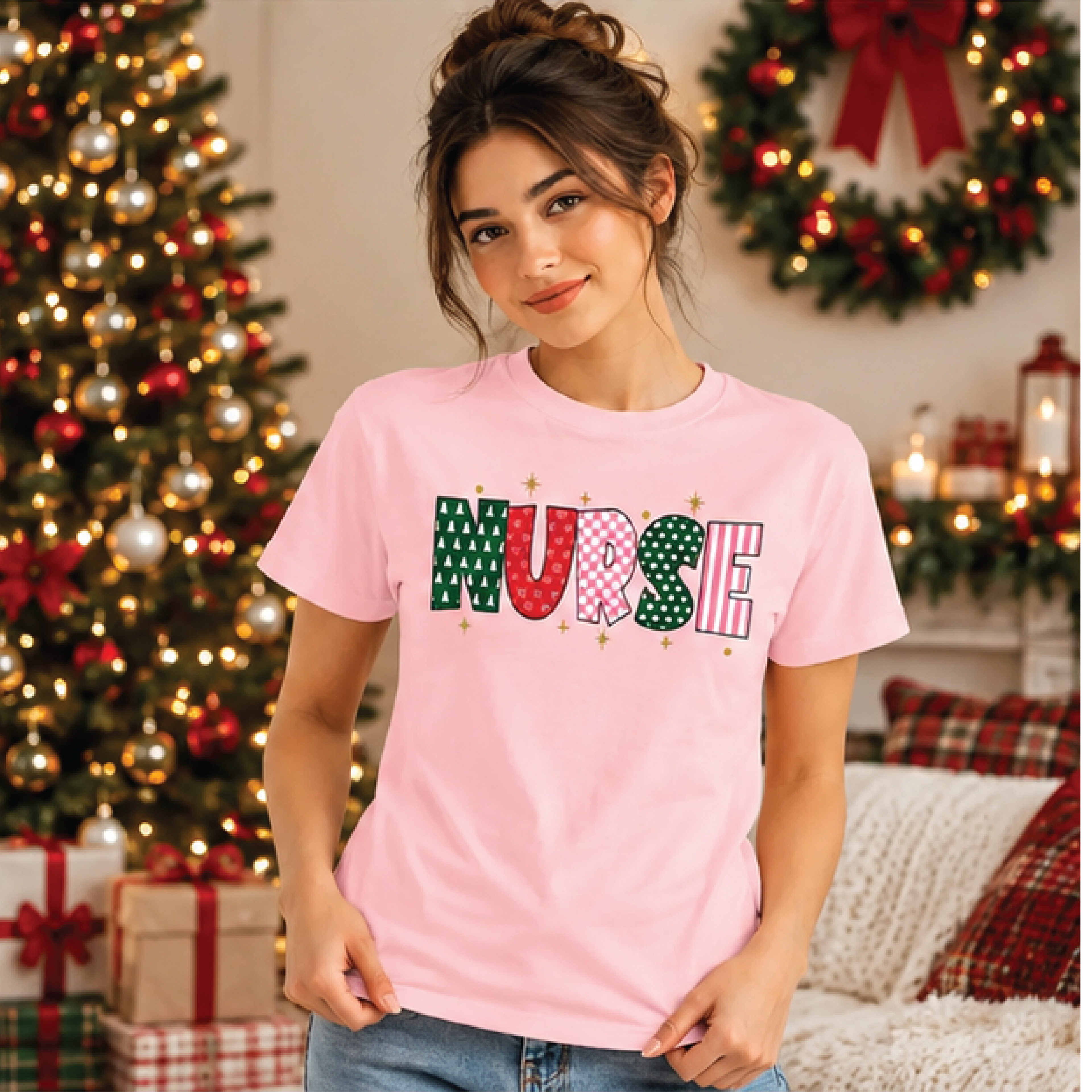 christmas nurse shirt, festive nurse t-shirt, holiday nursing tee, cute nurse christmas gift, healthcare worker xmas top
