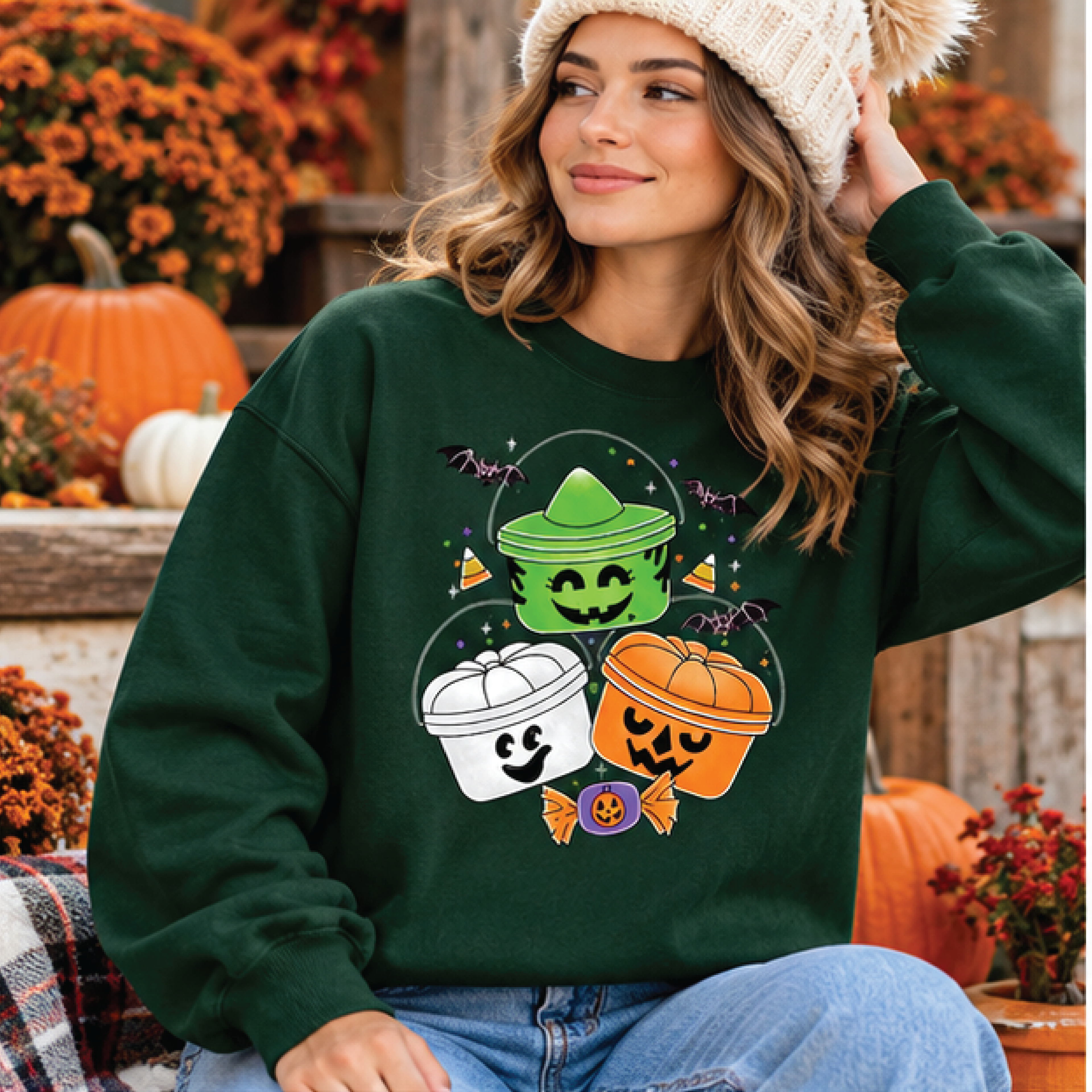halloween mcnugget sweatshirt, cute monster nugget ghost pumpkin crewneck, spooky fast food graphic pullover, fall gift