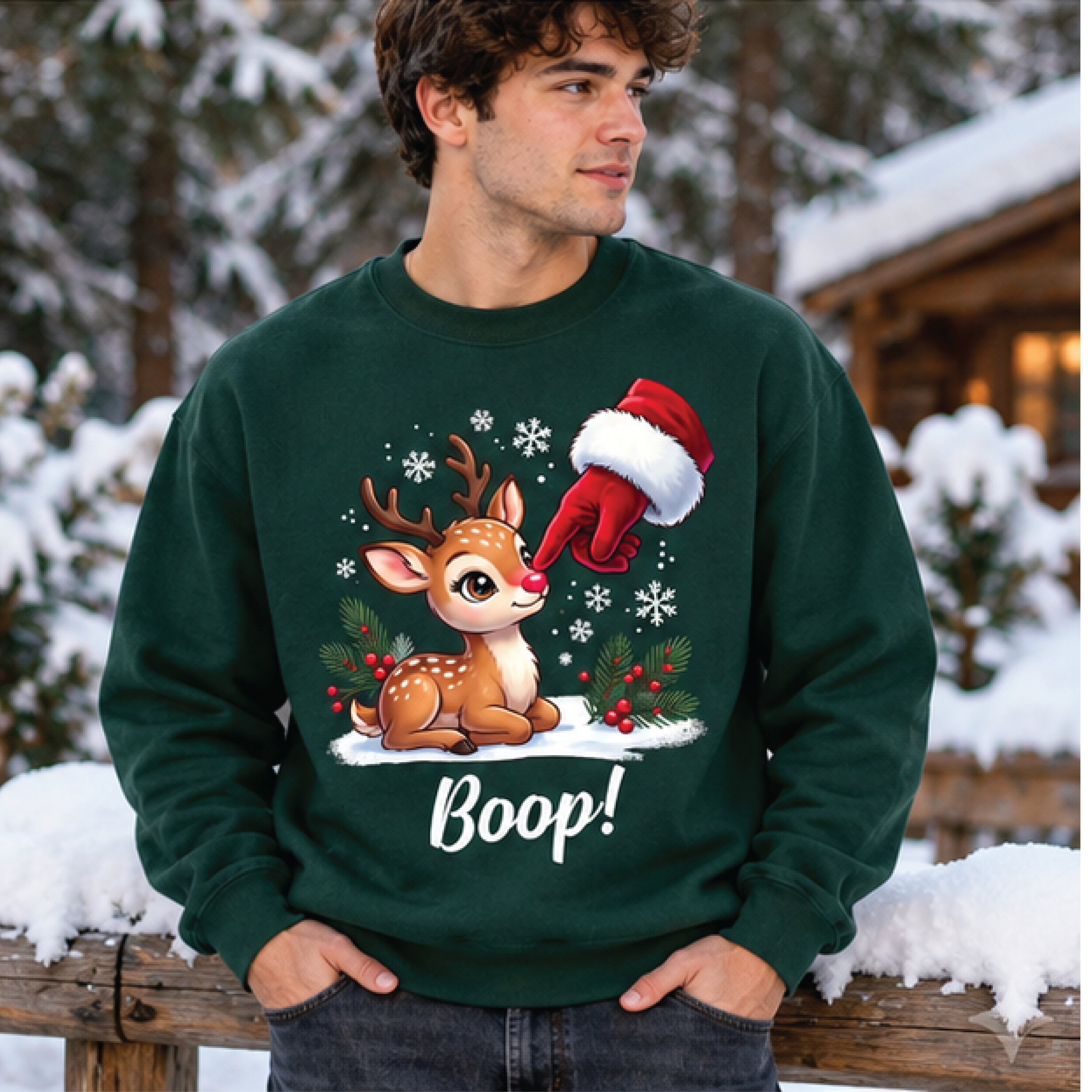 funny christmas reindeer boop sweatshirt, cute rudolph santa nose boop crewneck, festive holiday sweater, xmas gift