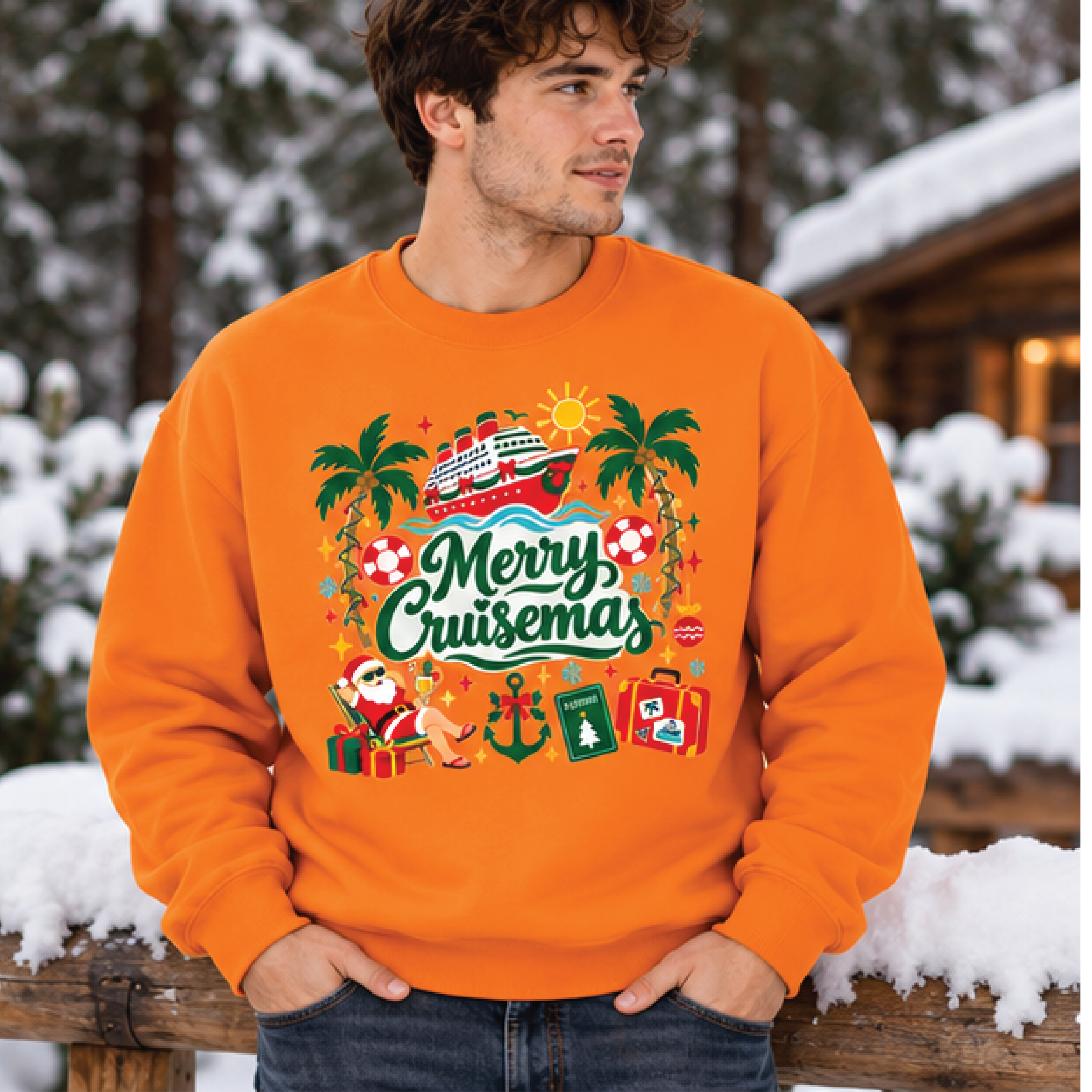 merry cruisemas sweatshirt, christmas cruise crewneck, tropical santa holiday sweater, festive cruise vacation gift