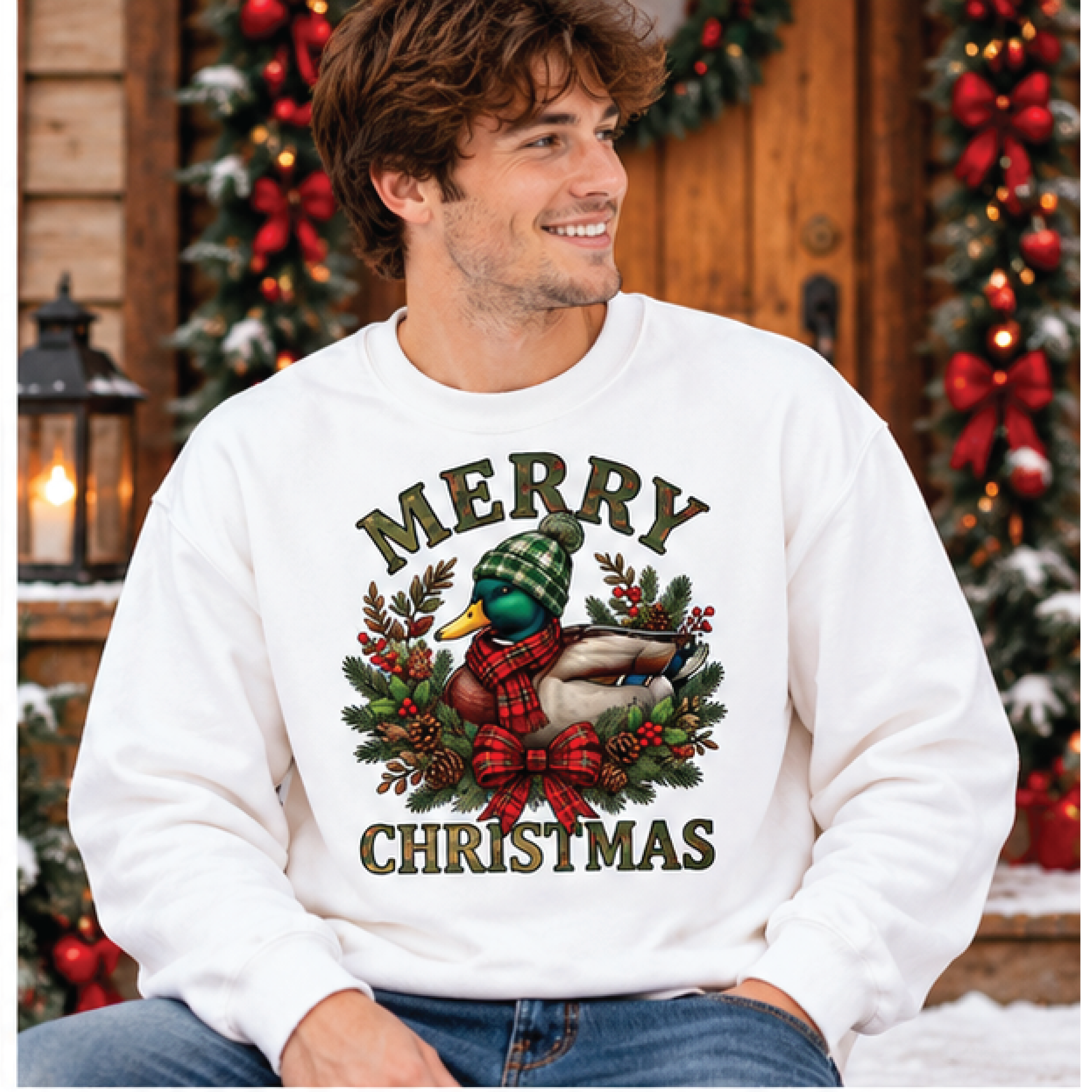 merry christmas duck sweatshirt, vintage mallard duck christmas sweater, cute holiday crewneck, cozy winter gift