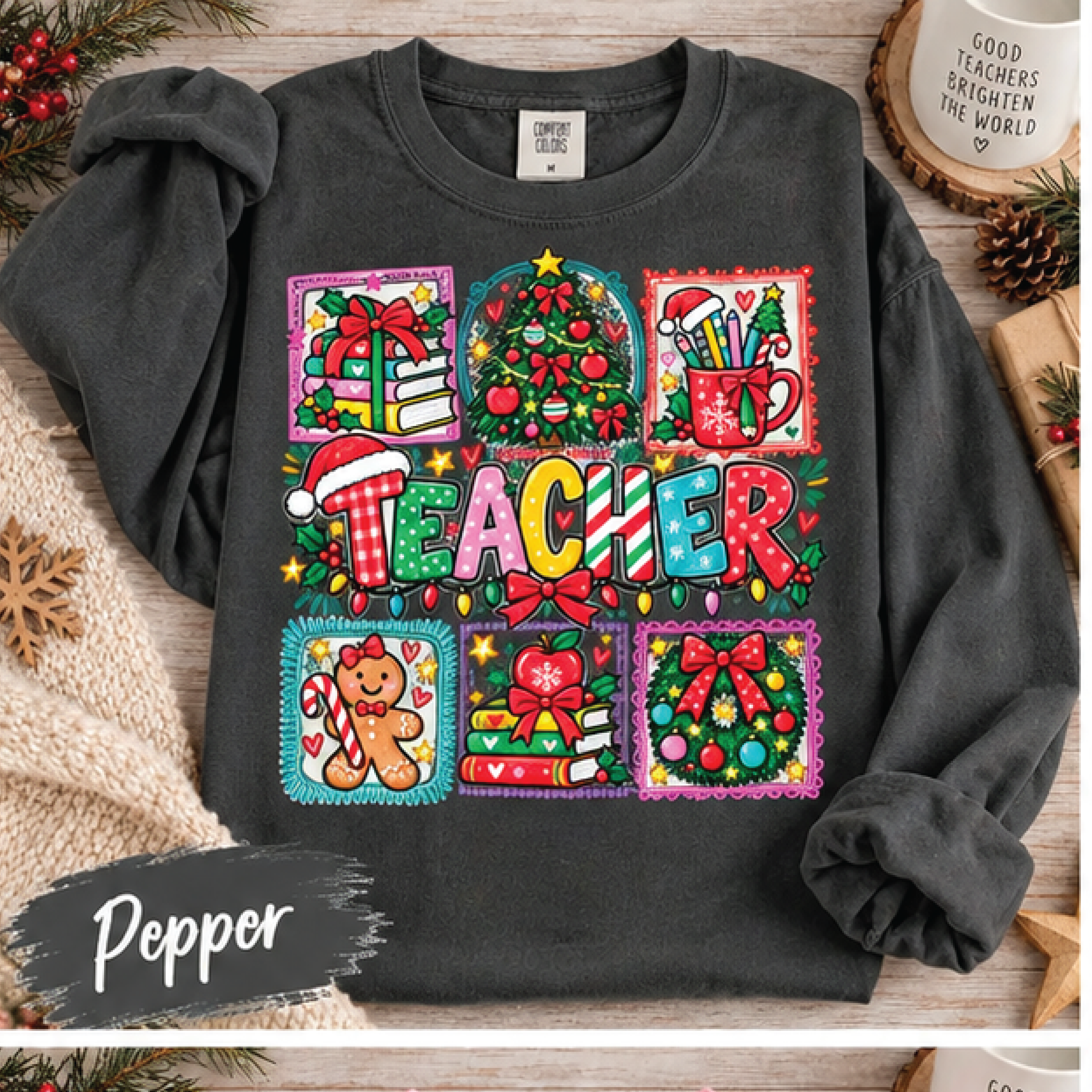 christmas teacher sweatshirt, cute holiday teacher crewneck, festive gingerbread school shirt, christmas gift
