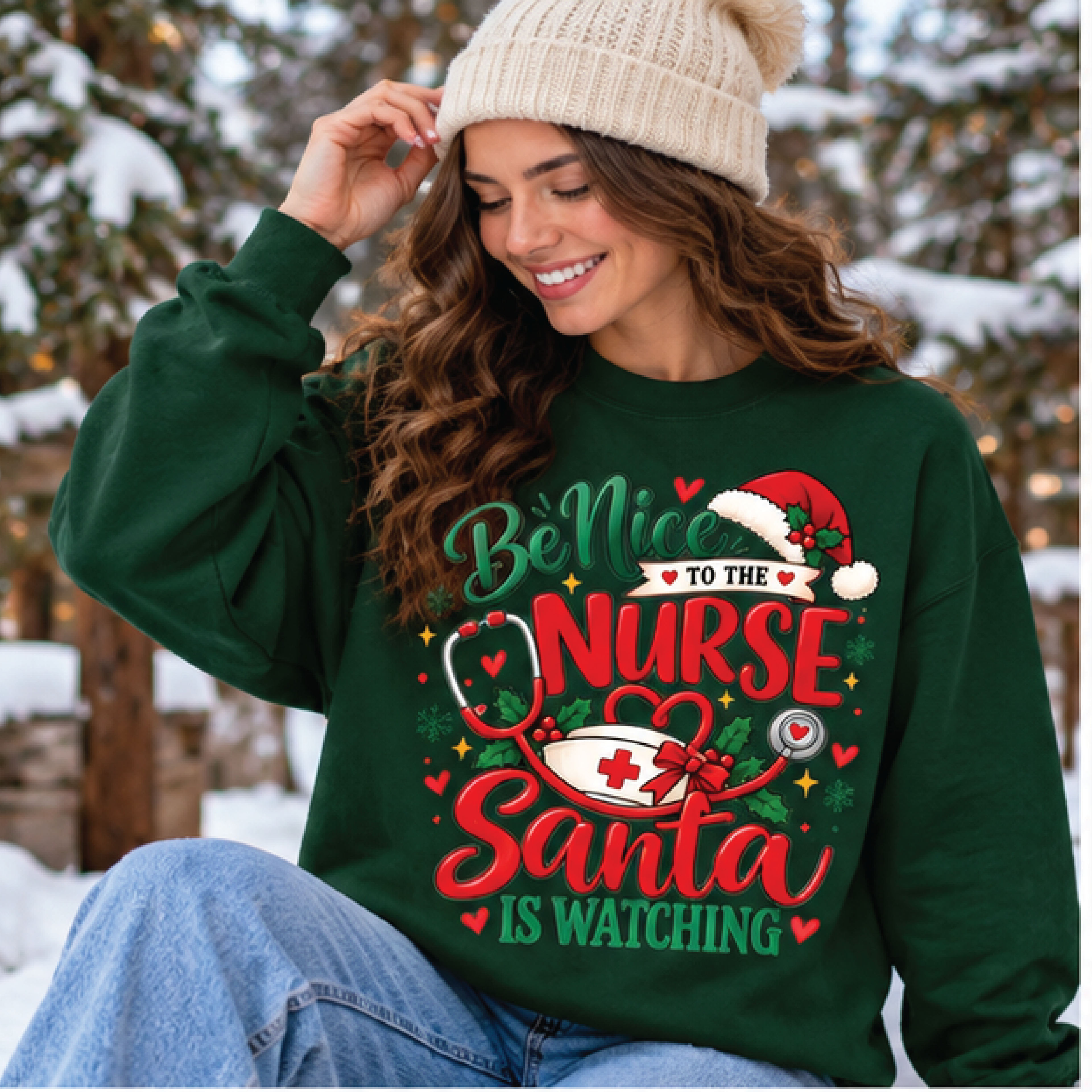 be nice to the teacher santa is watching sweatshirt, funny teacher christmas crewneck, holiday teacher gift