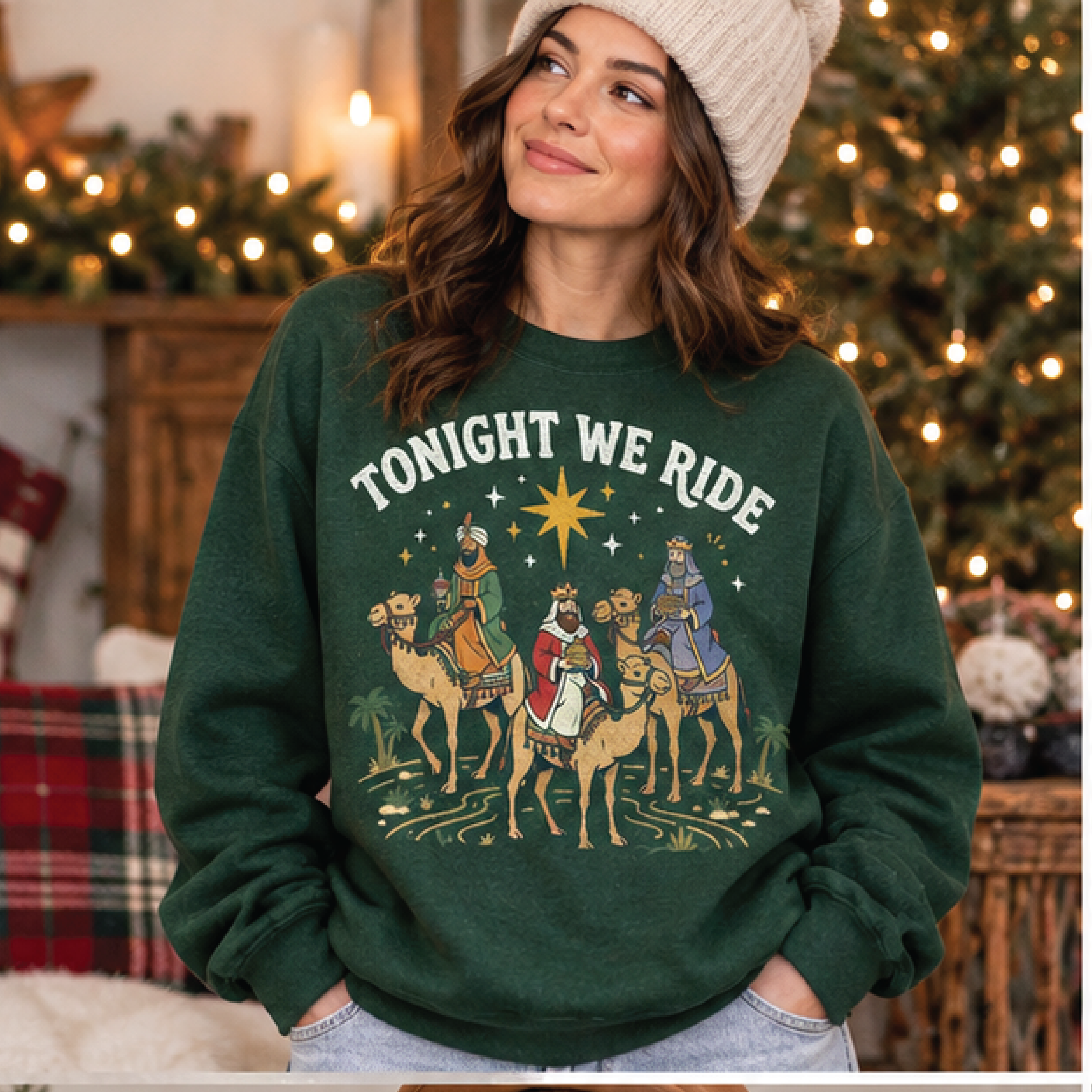 tonight we ride three wise men sweatshirt, funny christmas nativity crewneck, retro three kings holiday sweater, unisex