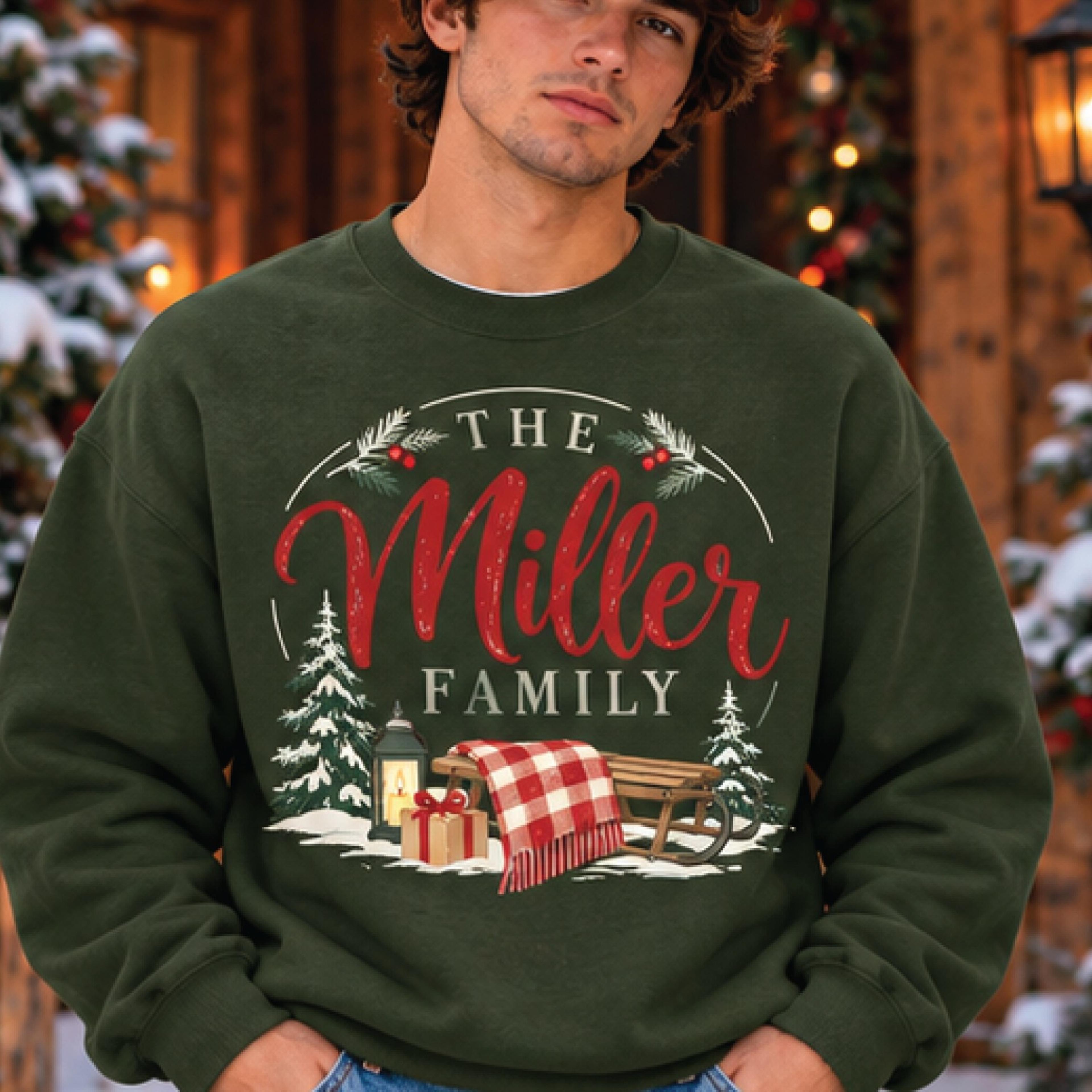 personalized family christmas sweatshirt, custom family name crewneck, vintage christmas sweatshirt, holiday family gift