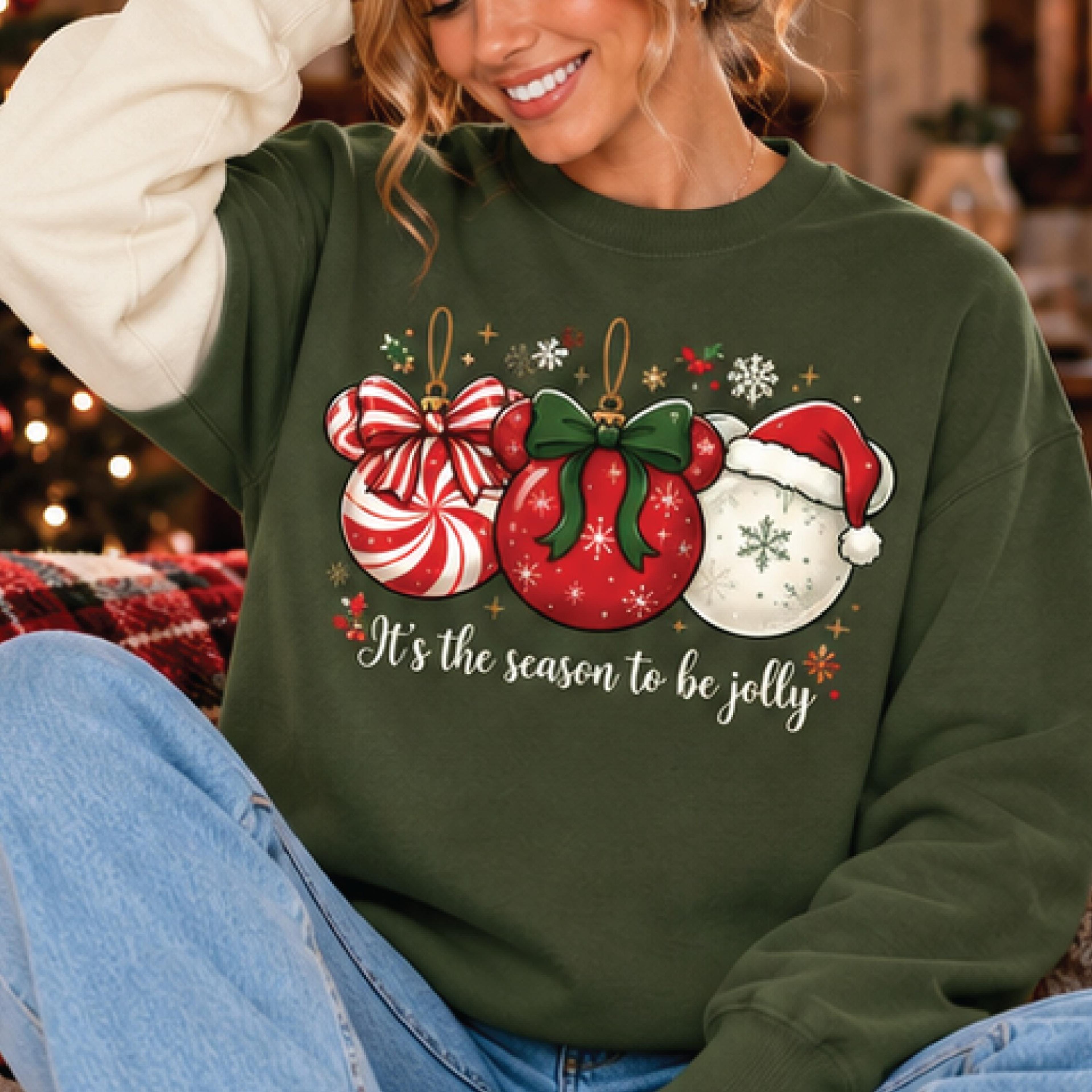 it's the season to be jolly sweatshirt, cute christmas ornament crewneck, festive holiday sweater, xmas gift, unisex