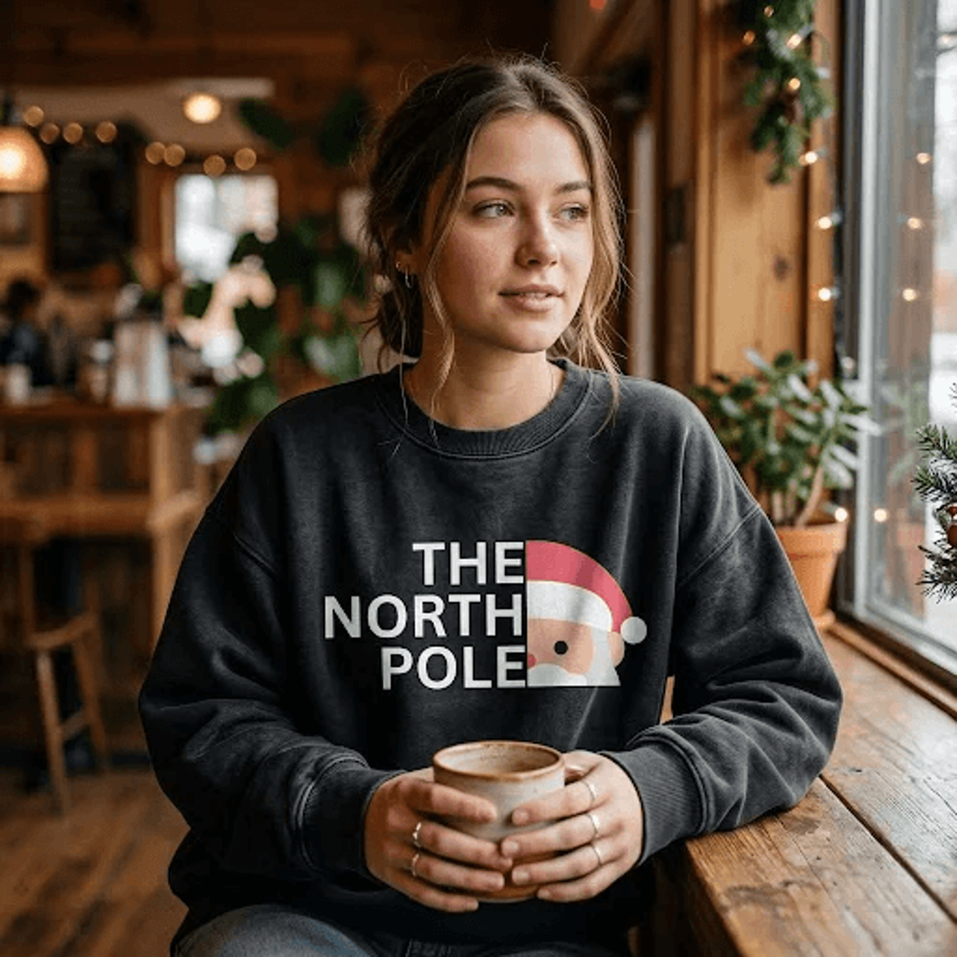 the north pole christmas sweatshirt, funny santa graphic crewneck, minimalist holiday sweater, cute winter xmas gift