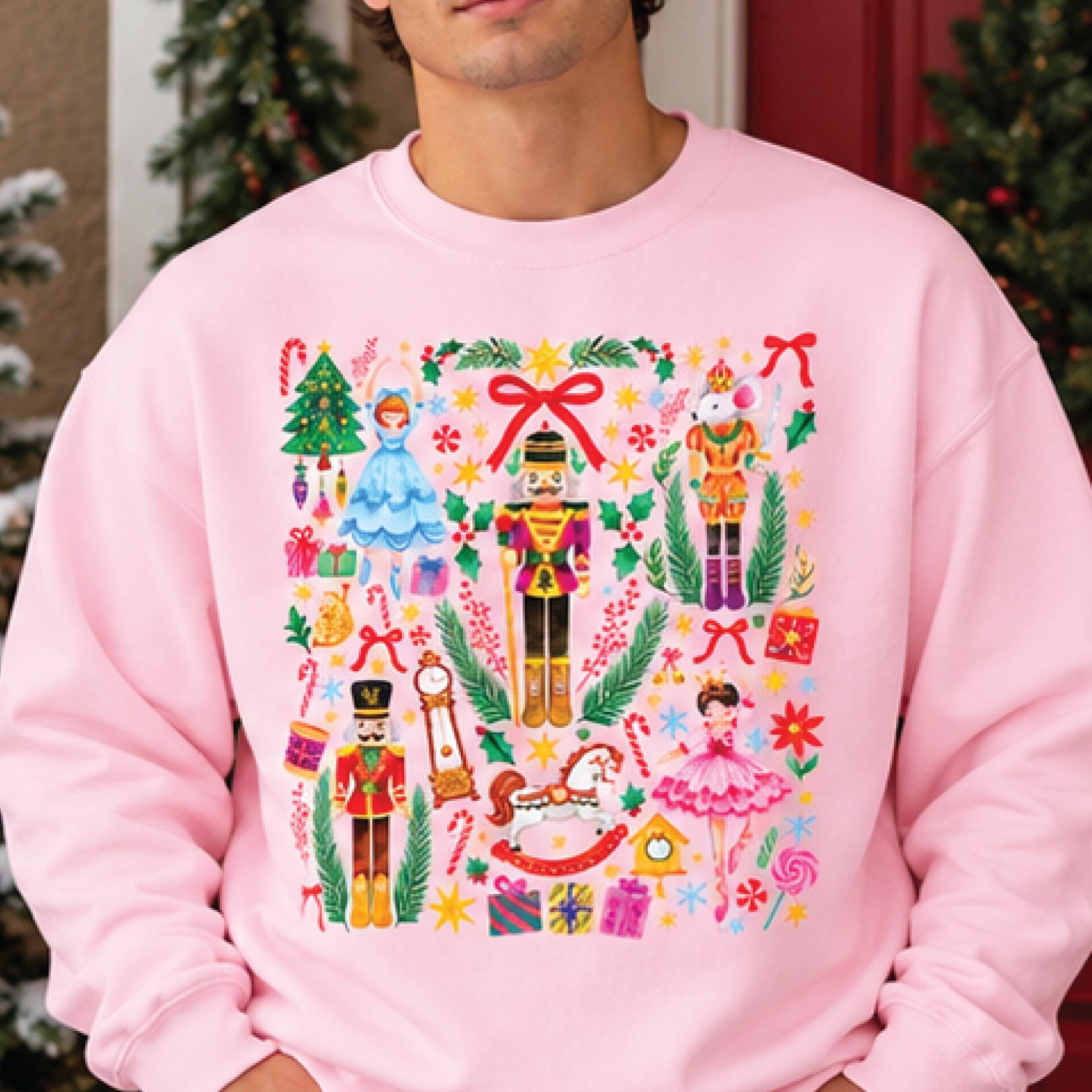 vintage nutcracker christmas sweatshirt, retro nutcracker ballet graphic pullover, festive holiday sweater, unisex