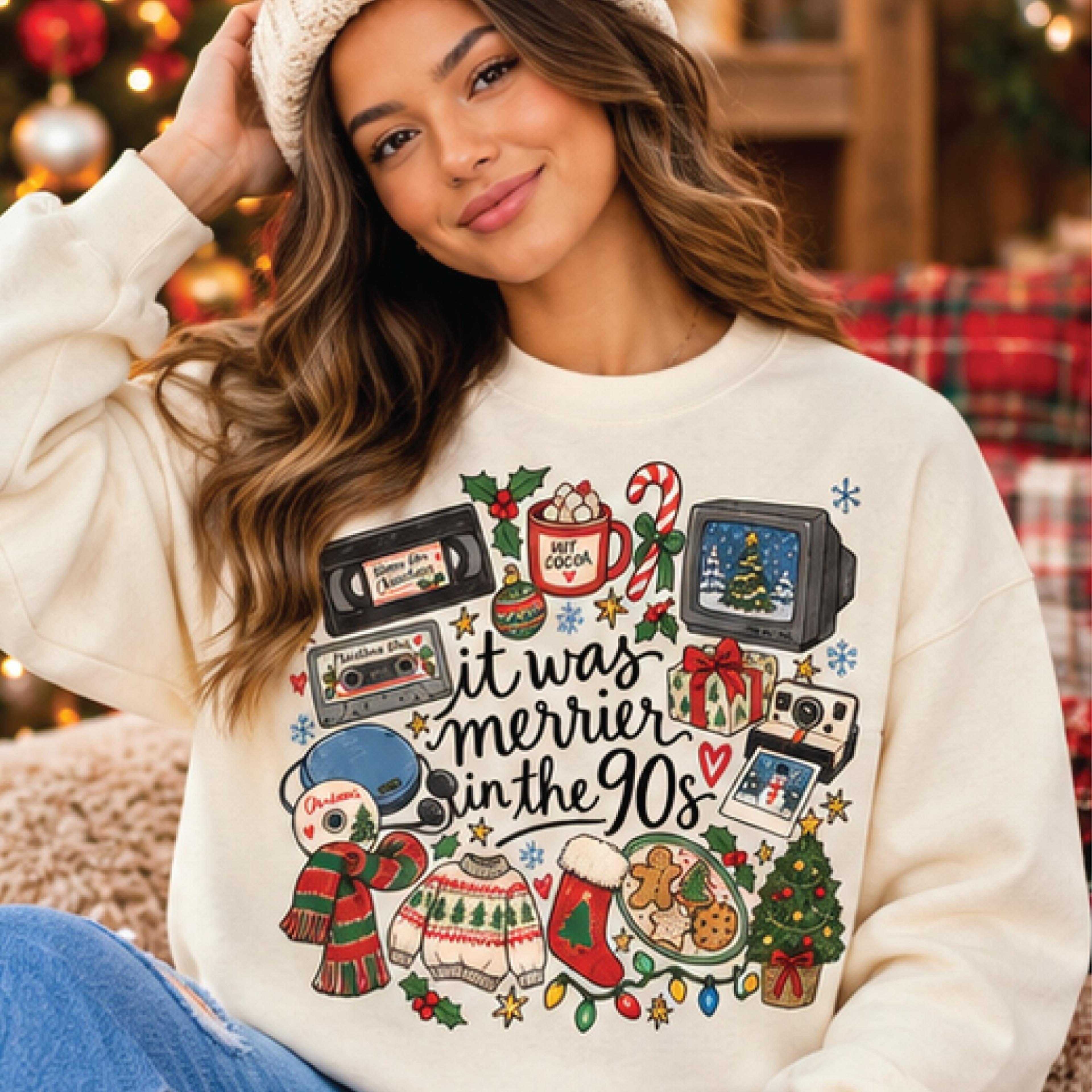 it was merrier in the 90s sweatshirt, retro 90s christmas sweater, nostalgic holiday graphic, vintage christmas gift