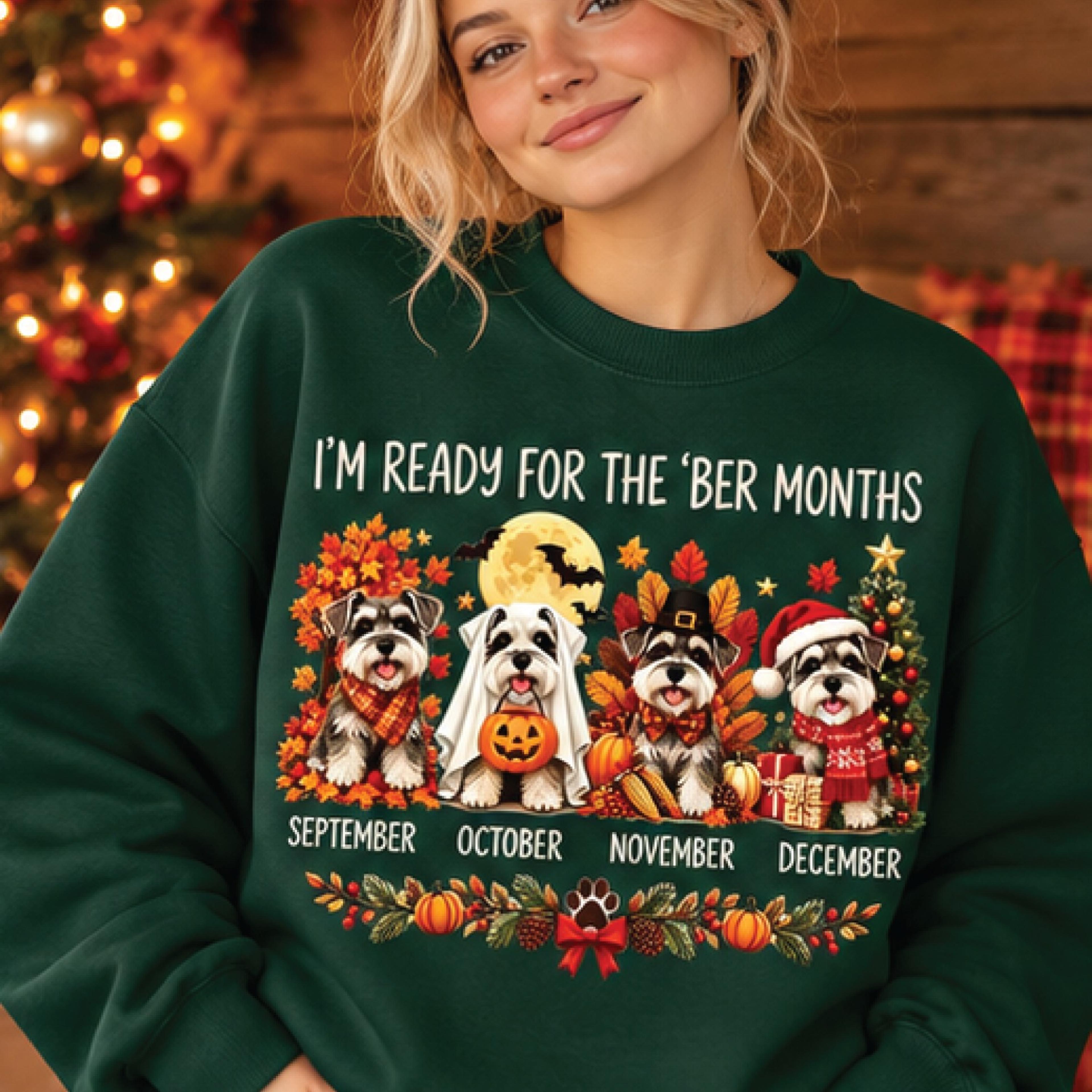 i'm ready for the ber months sweatshirt, cute dog fall halloween thanksgiving christmas sweater, september to december