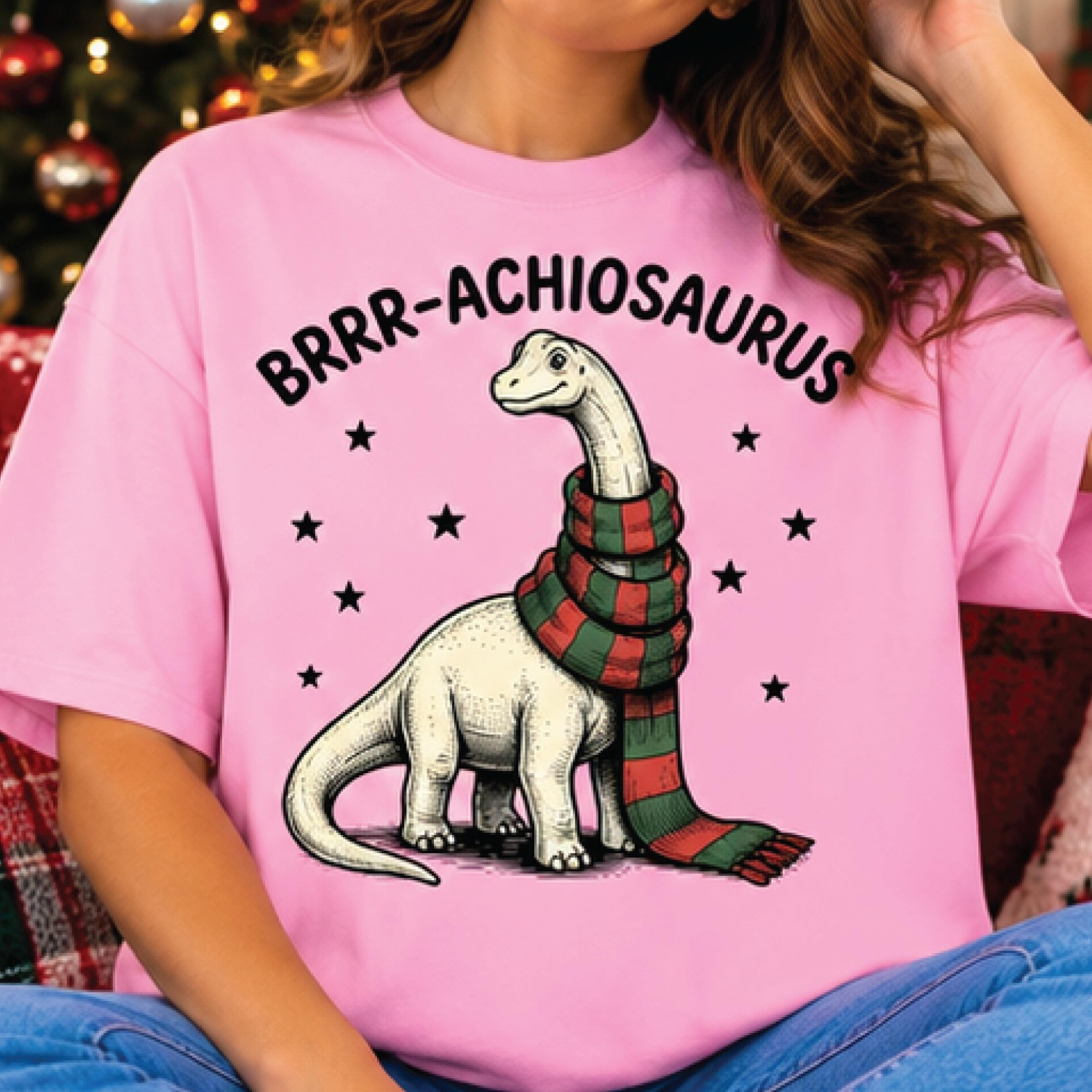 brrr-achiosaurus christmas dinosaur shirt, funny winter dino graphic tee, cute holiday dinosaur gift for dino lovers