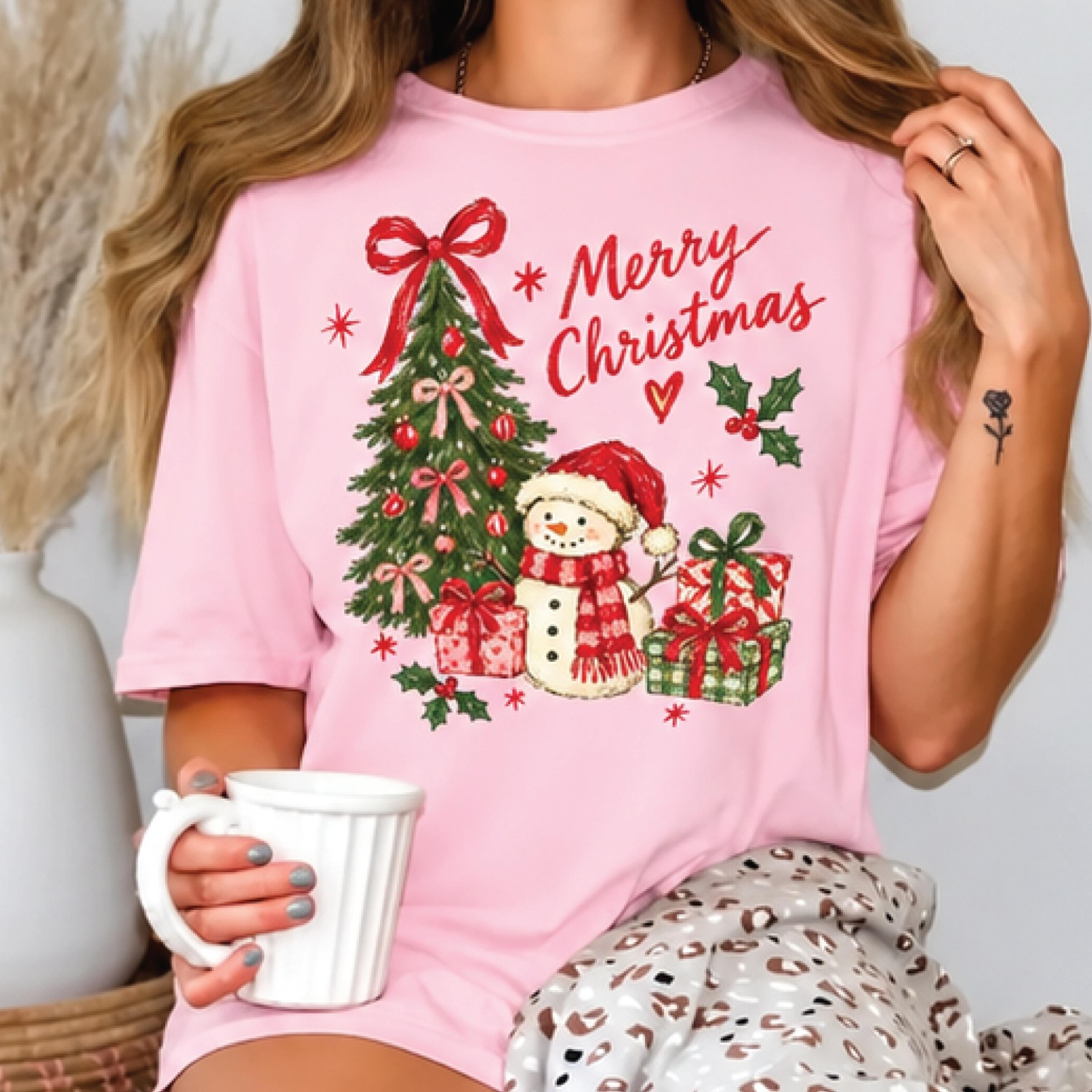 merry christmas snowman shirt, cute christmas tree graphic tee, vintage holiday t-shirt, festive winter outfit gift
