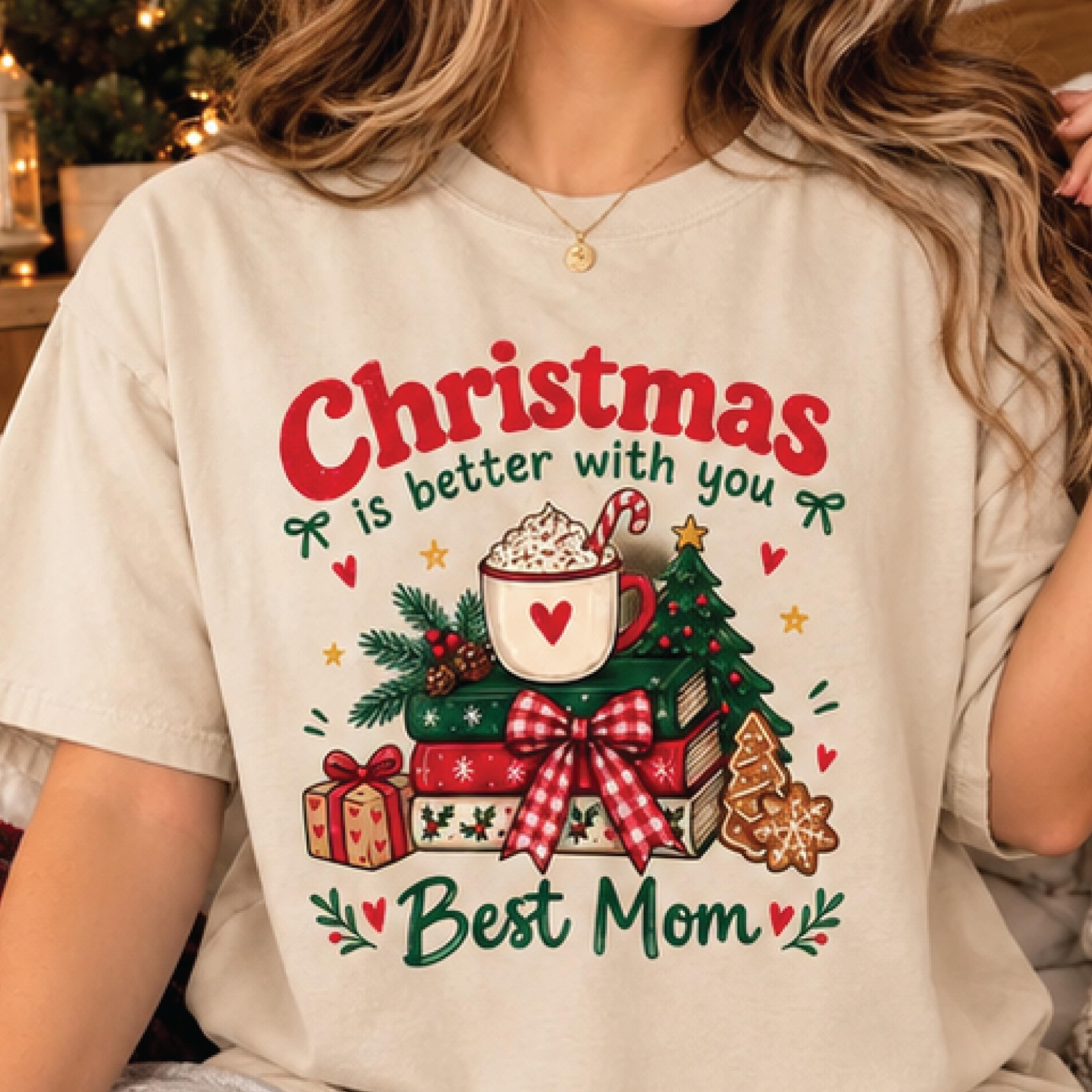christmas is better with you best mom shirt, cute christmas mom graphic tee, holiday gift for mother, festive xmas