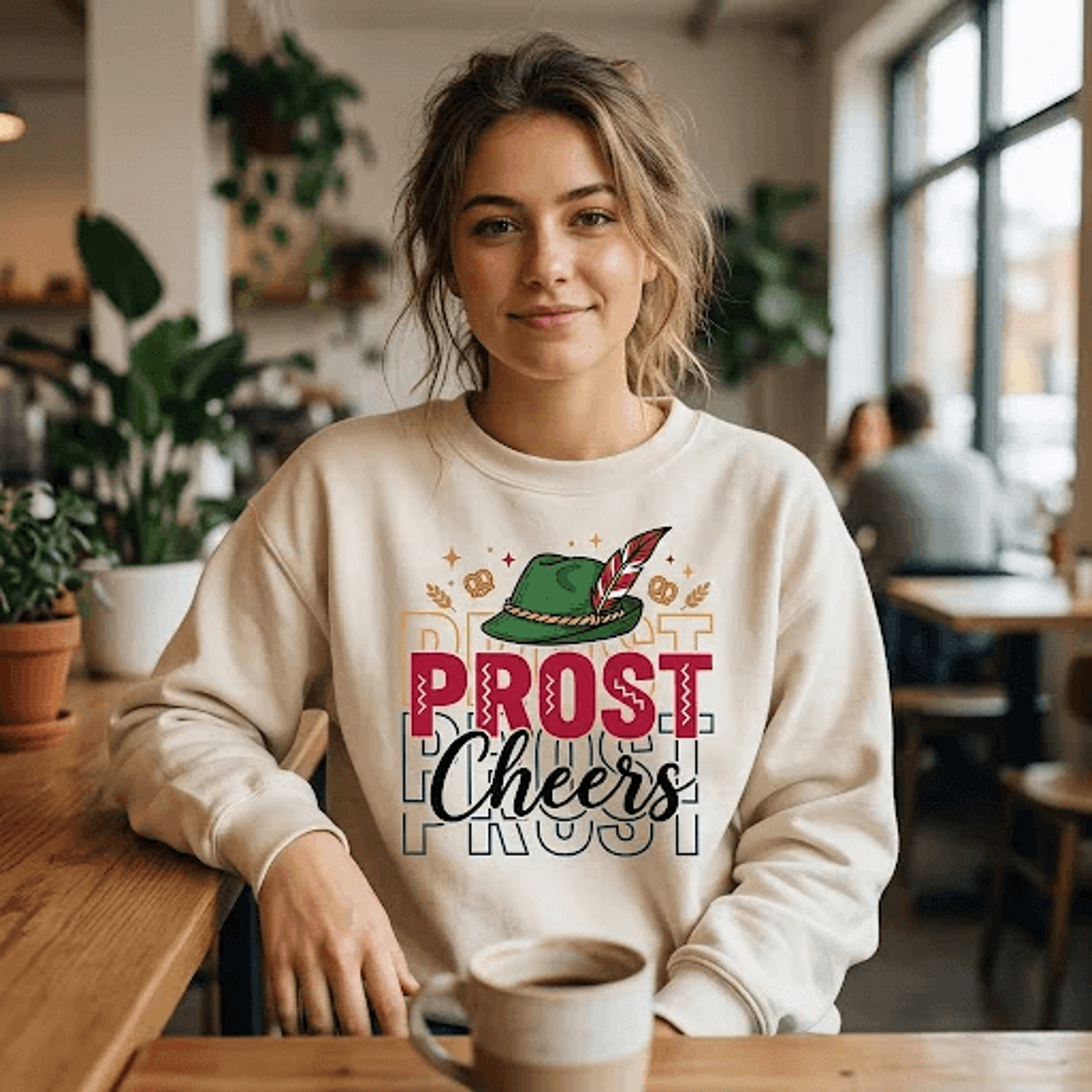 prost cheers oktoberfest sweatshirt, funny german beer festival shirt, bavarian alpine hat graphic pullover, prost gift