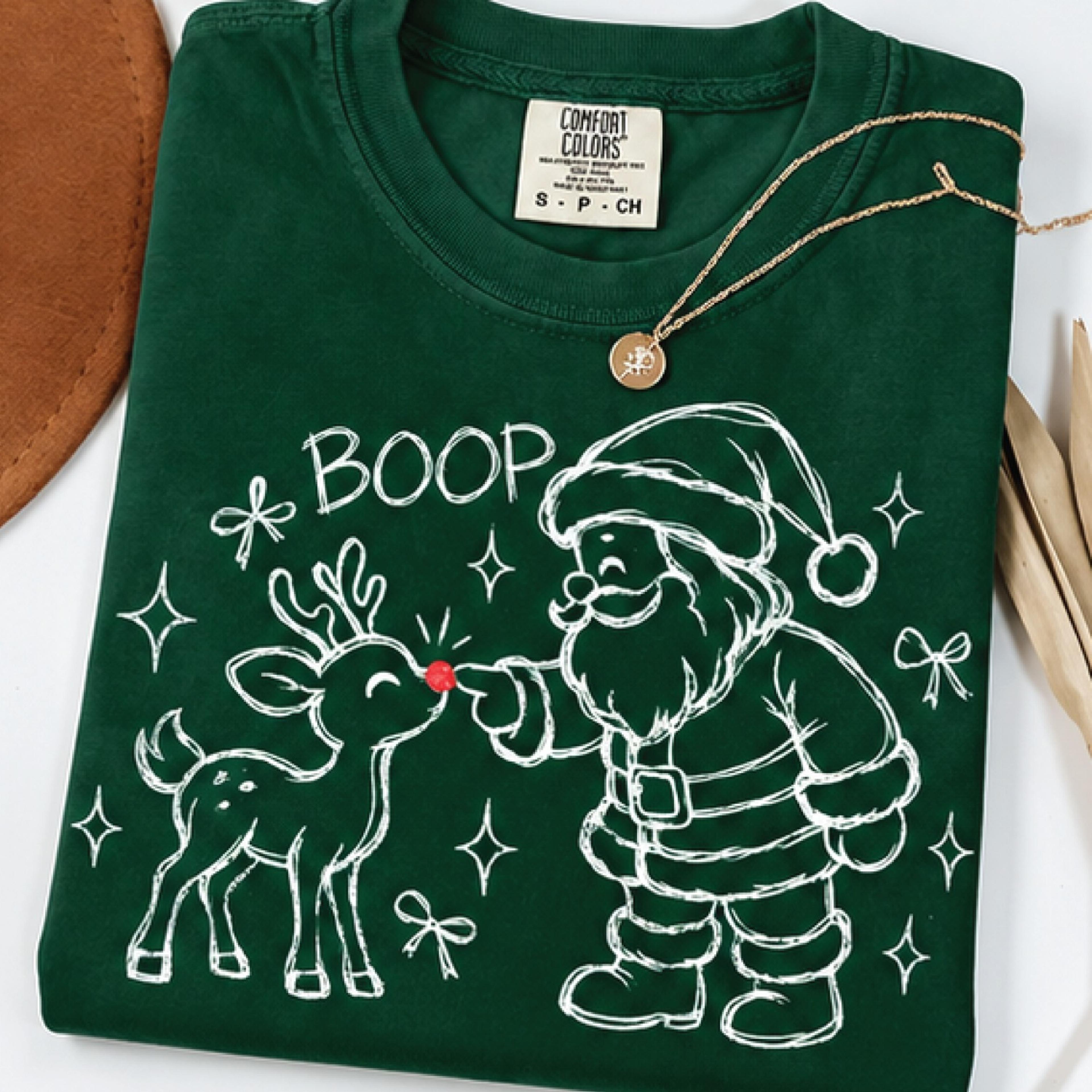 cute christmas santa boop t-shirt, rudolph reindeer nose boop graphic tee, minimalist holiday shirt, xmas gift