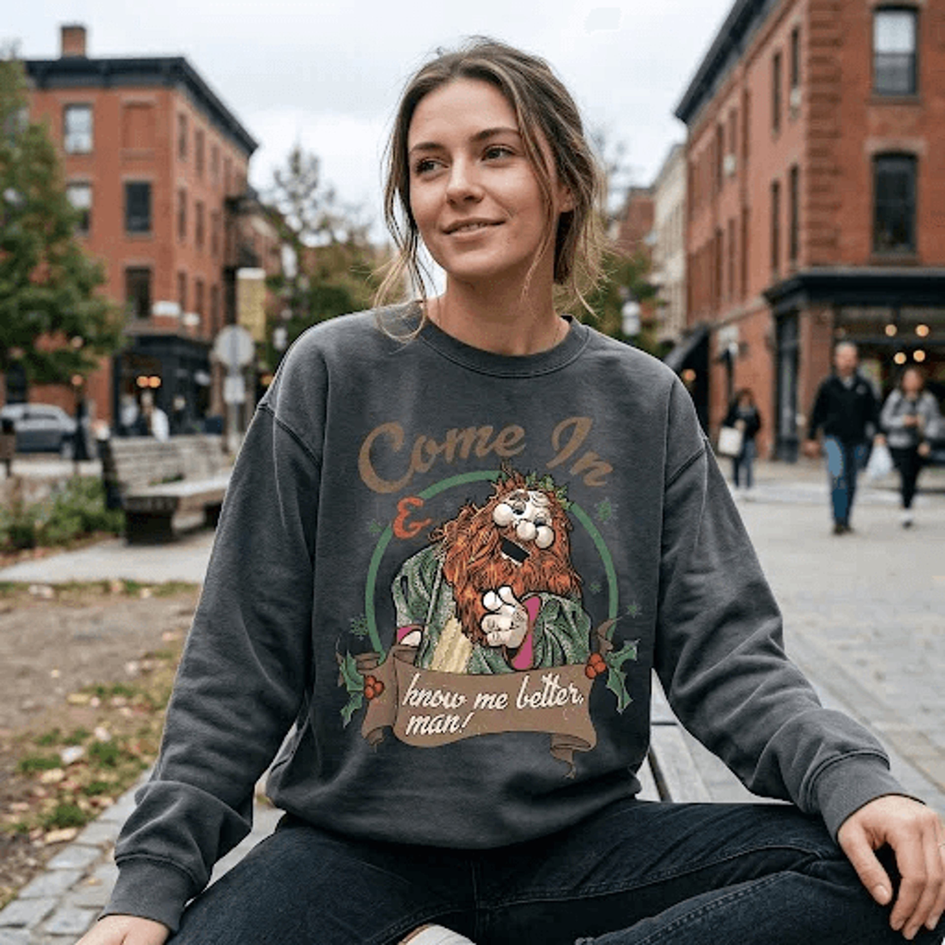 Come In  Brew Me Better Man Christmas Sweatshirt Funny Sasquatch Coffee Graphic Crewneck Vintage Bi 3