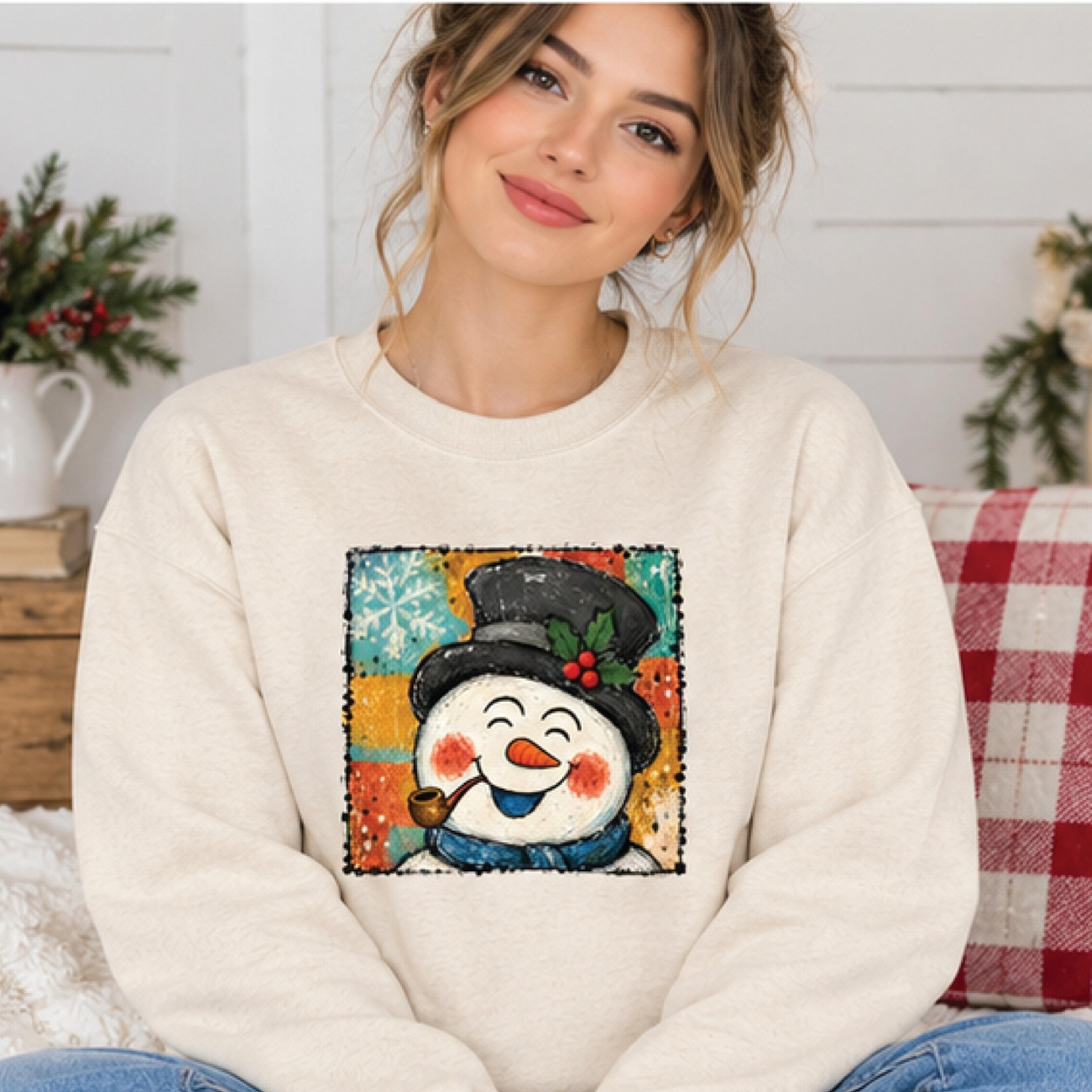 vintage snowman christmas sweatshirt, retro winter snowman graphic, cute holiday crewneck, unisex festive christmas gift